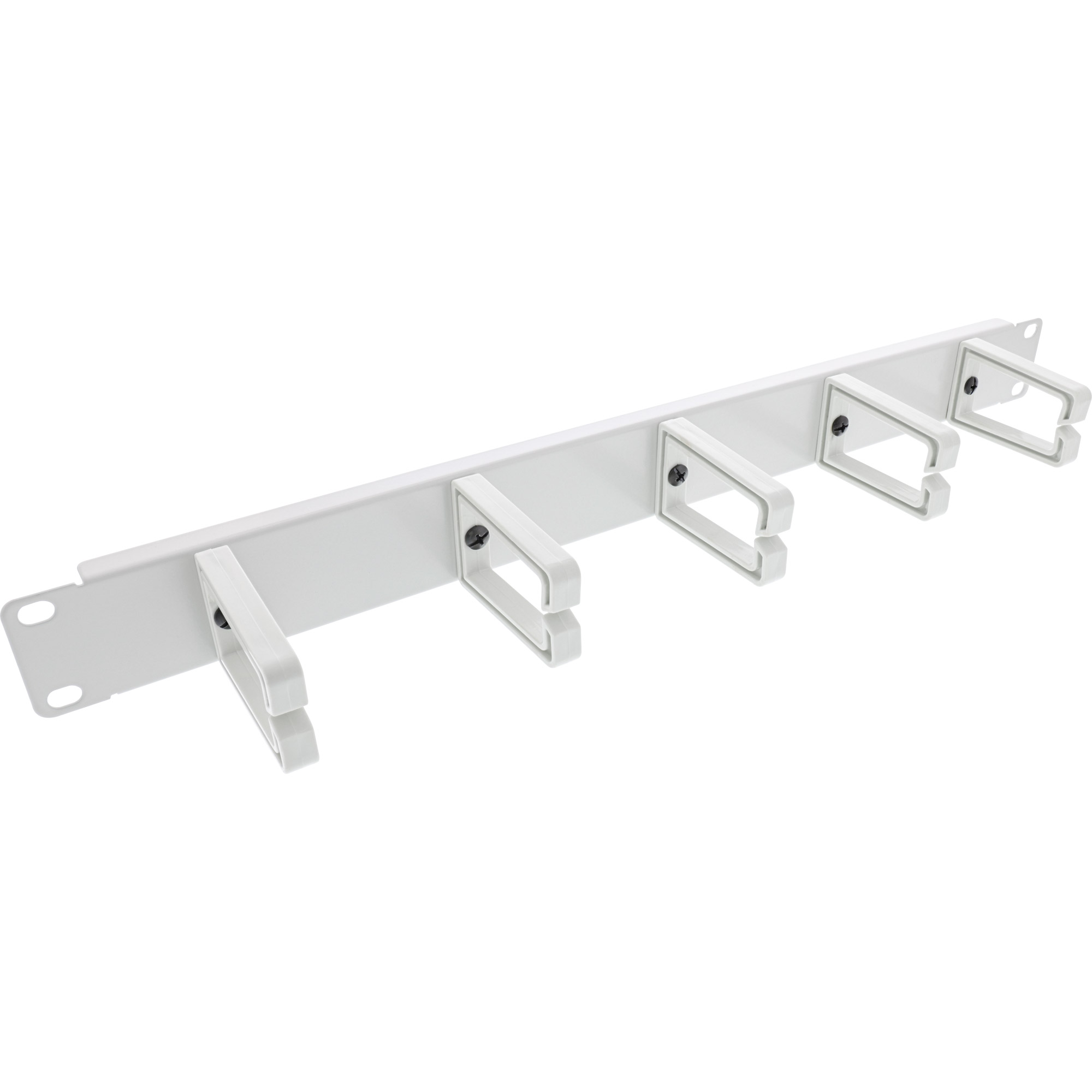 InLine® 19 Zoll Kabelführungspanel, 5 Kunststoffbügel, RAL 7035, grau