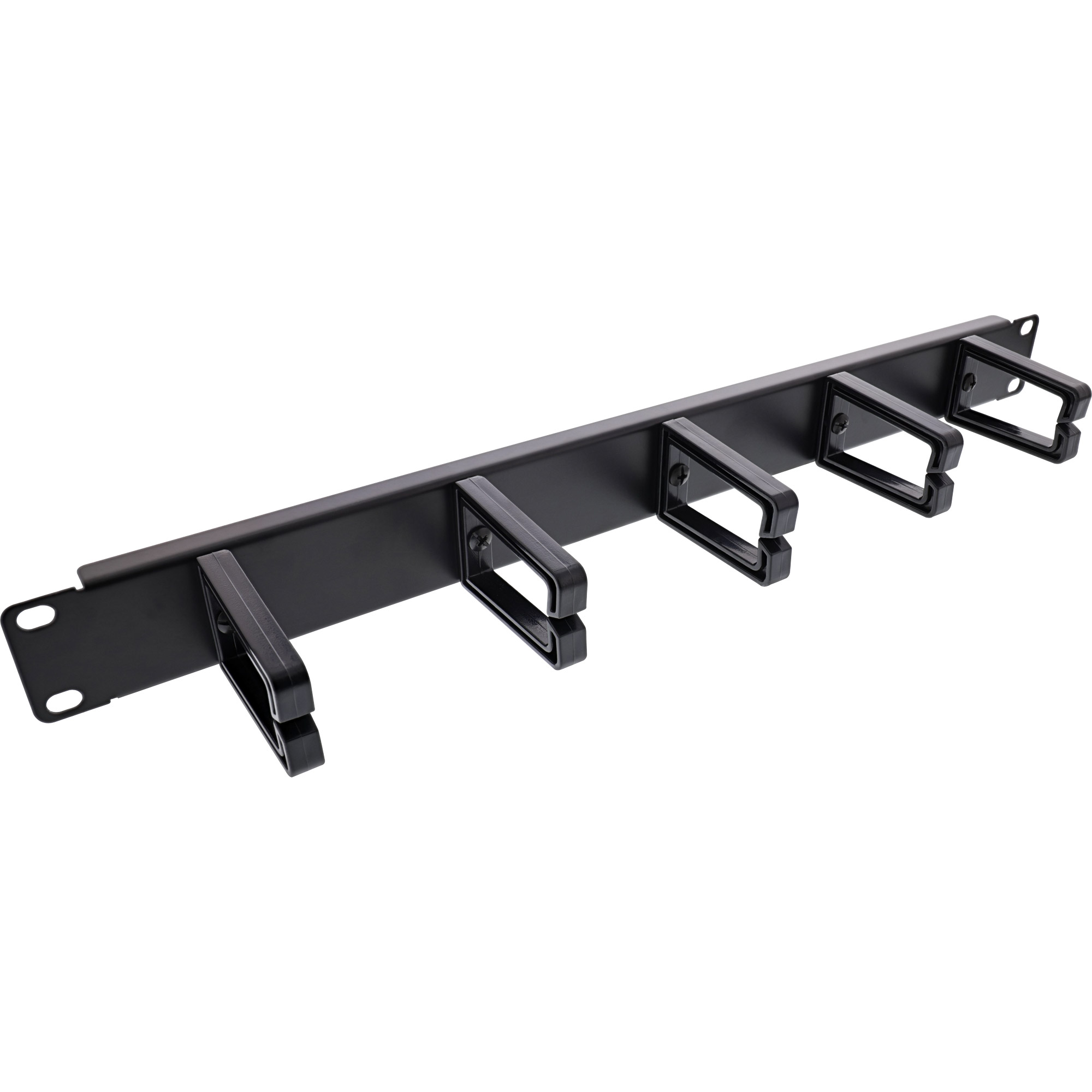 InLine® 19 Zoll Kabelführungspanel, 5 Kunststoffbügel, RAL 9005, schwarz