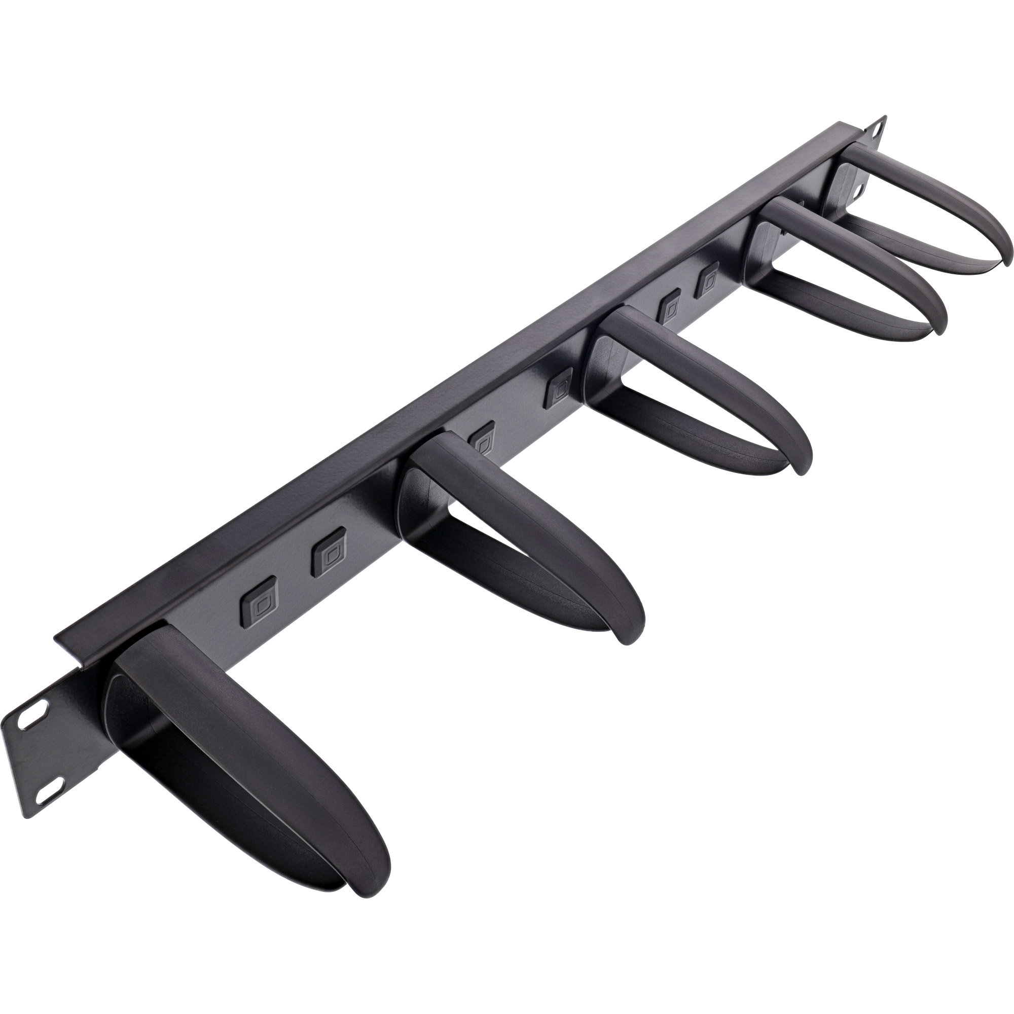 InLine® 19 Zoll Kabelführungspanel, 5 Kunststoffbügel abnehmbar, RAL 9005, schwarz