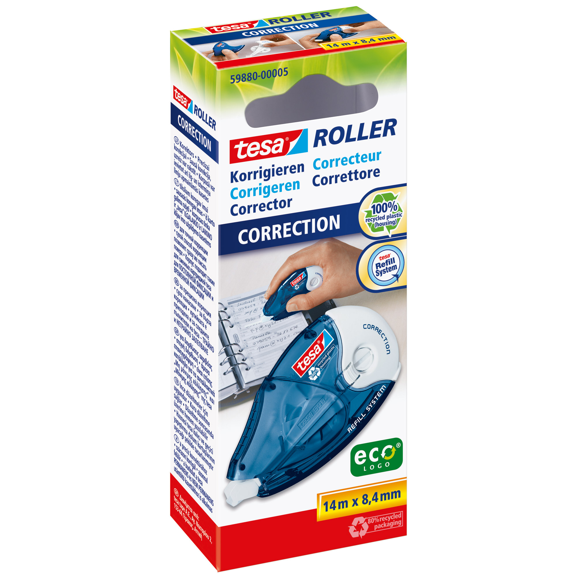 tesa® Roller Korrigieren ecoLogo® Nachfüllroller, HFB, 14m x 8,4mm