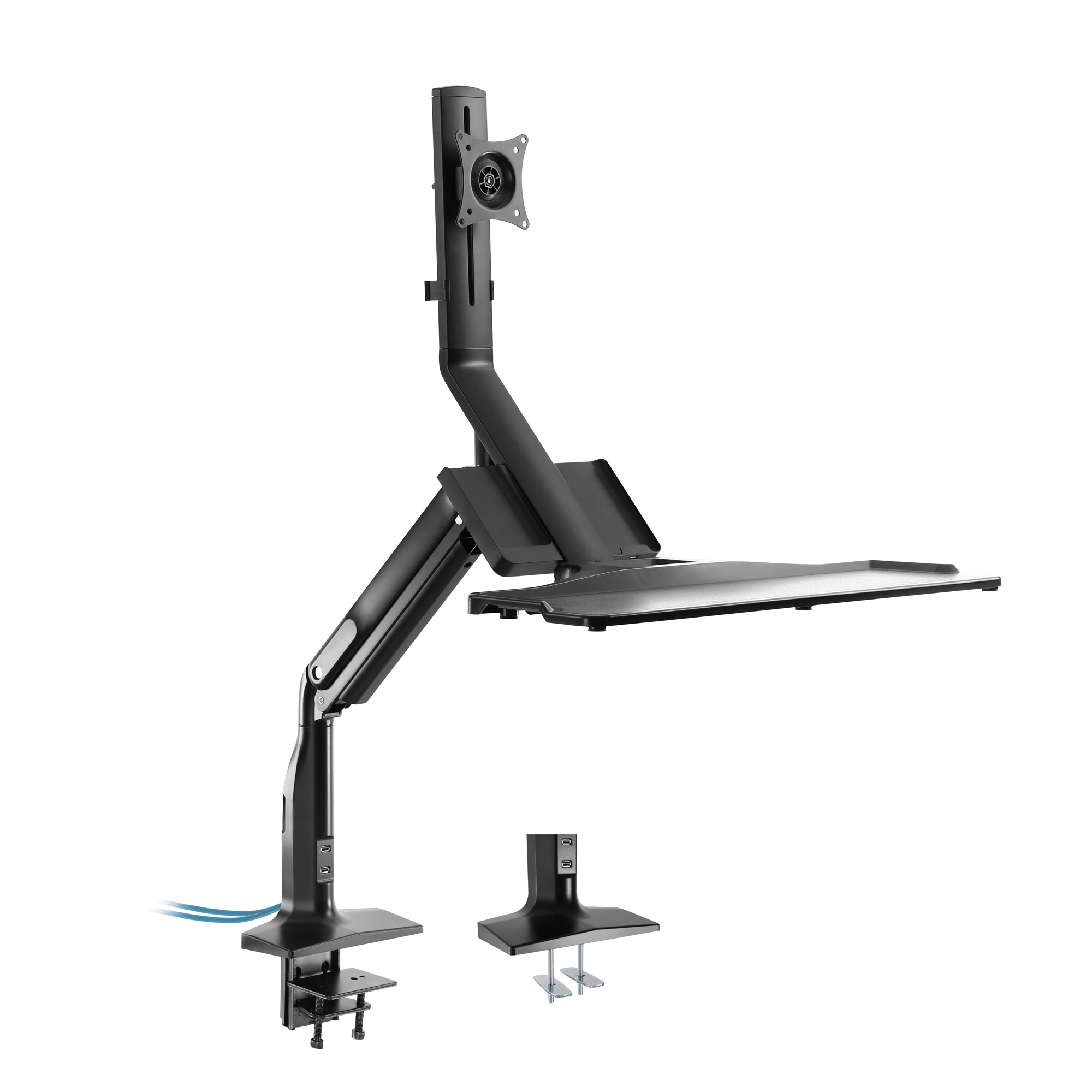 InLine® Workstation-Tischhalterung mit Lifter und USB 3.0, beweglich, für Tastatur, Maus und Monitor bis 81cm (32 Zoll), max. 9kg