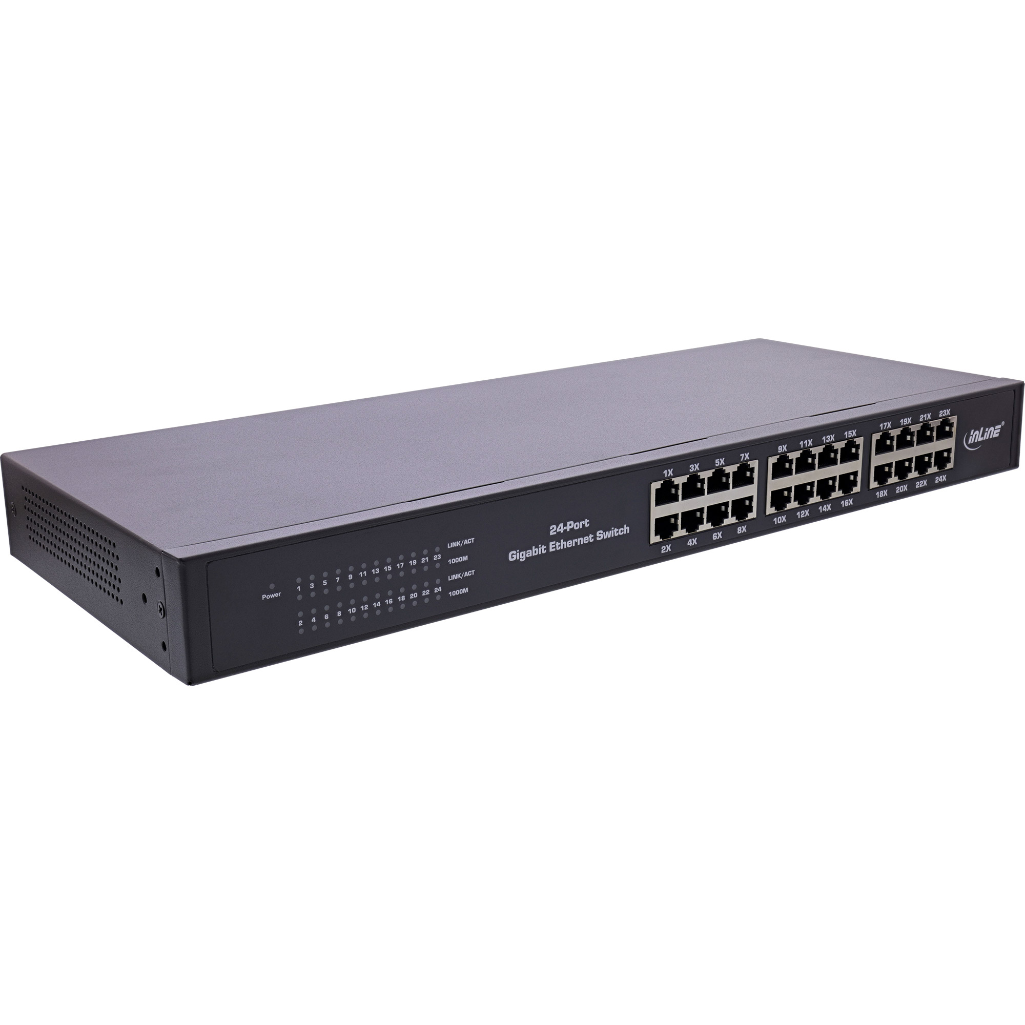 InLine® Gigabit Netzwerk Switch 24-Port, 1Gb/s, 19 Zoll 1HE, Metall, lüfterlos