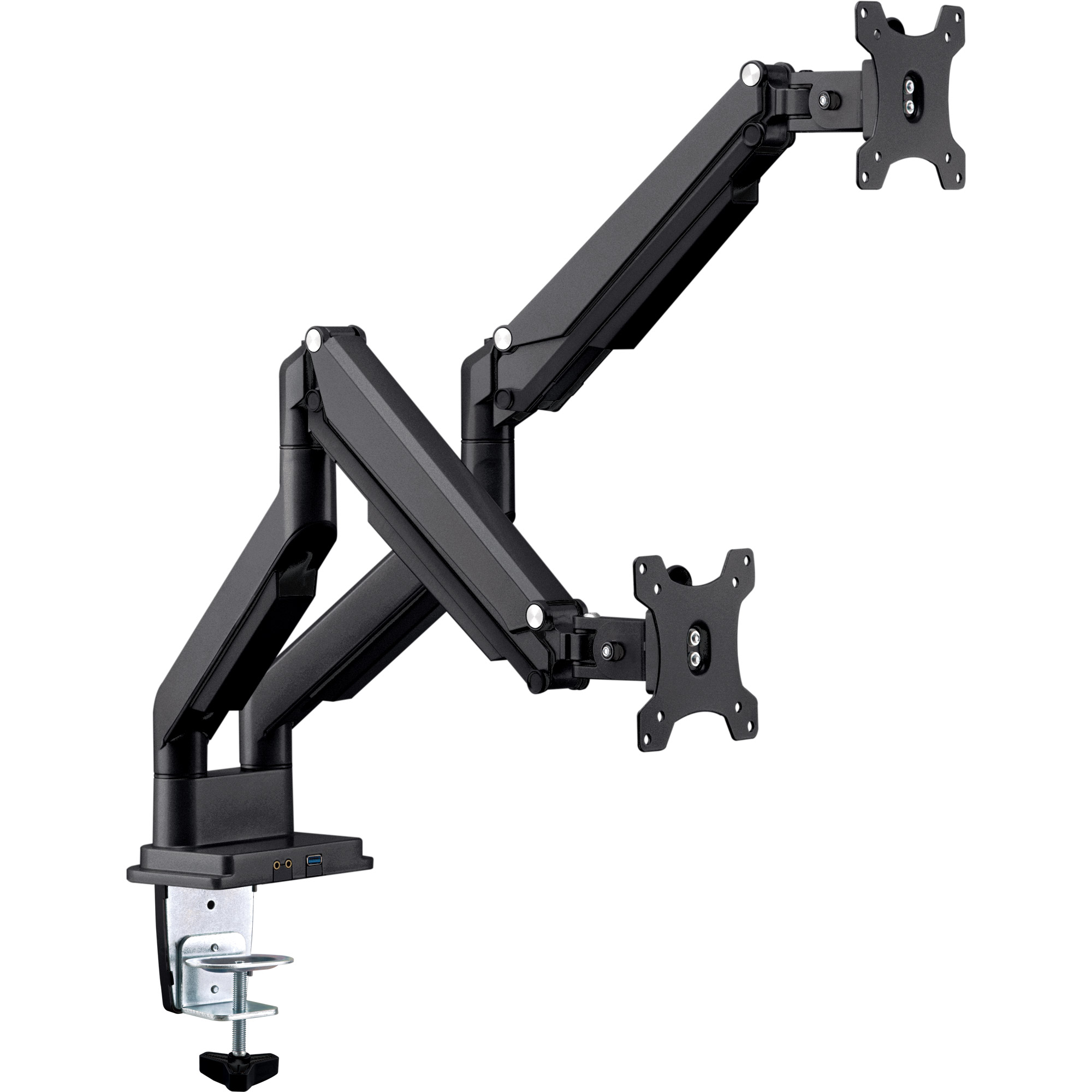 InLine® Tischhalterung mit Lifter und USB/Audio, beweglich, für zwei Monitore bis 81cm (32 Zoll), max. 9kg