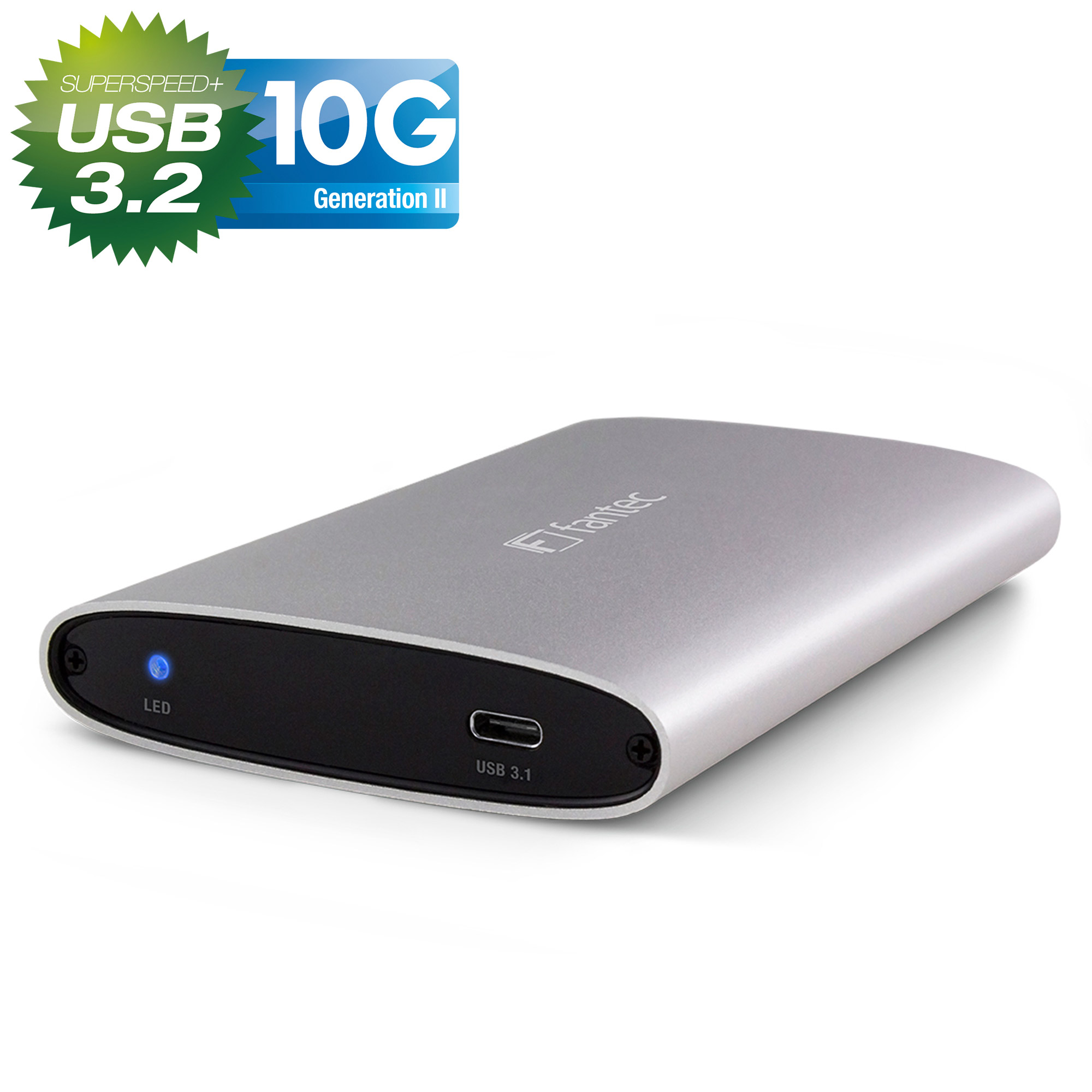 FANTEC ALU-25U31 2,5 Zoll USB 3.1 Aluminium Gehäuse für SATA HDD/SSD, silber