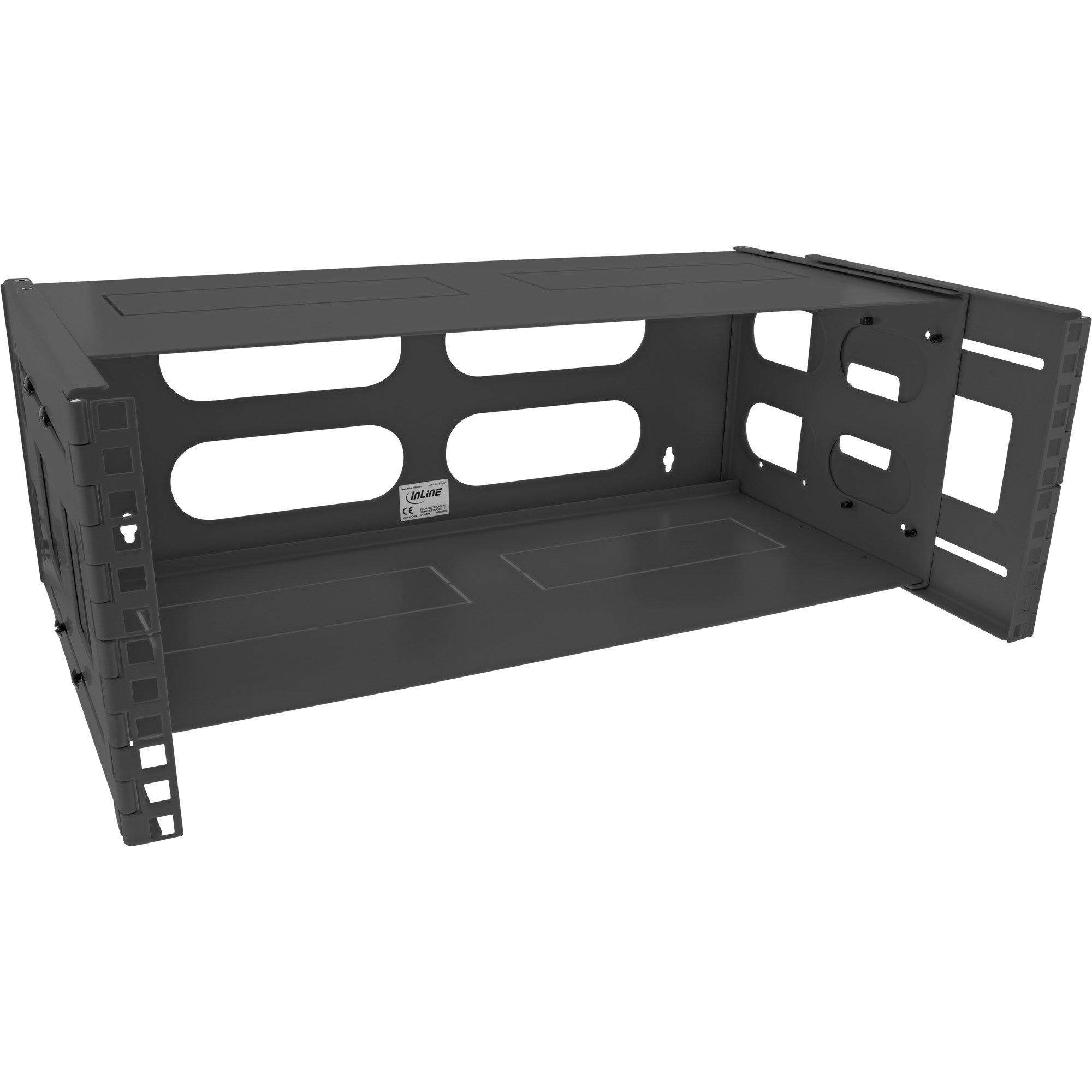 InLine® 19 Zoll Rack zur Wandmontage, 4HE, 24-40cm Tiefe, mit Abdeckung, schwarz