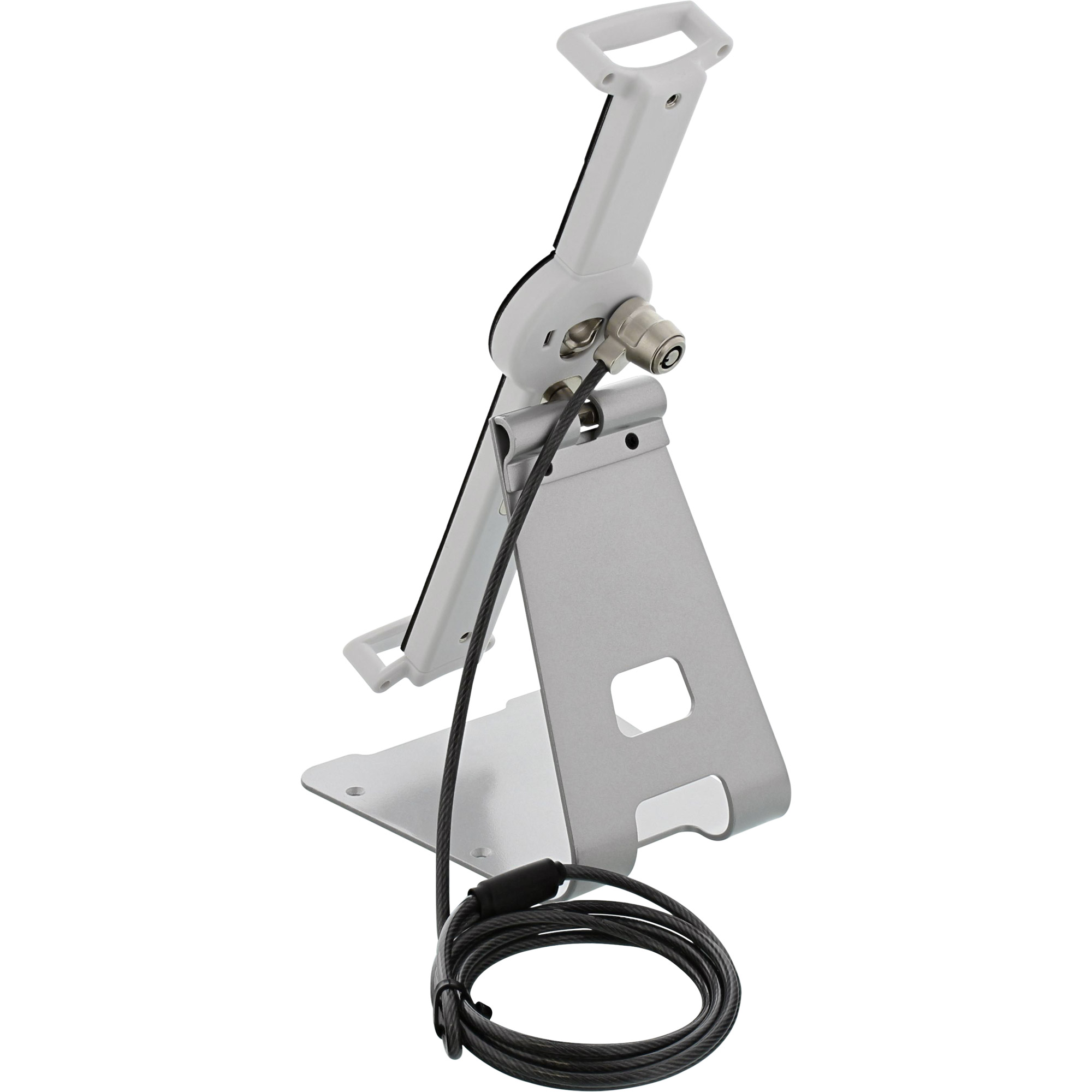 InLine® Tablet Halter universell 10 Zoll-13 Zoll mit Sicherheitsschloss 1,5m, mit Schlüssel, weiß