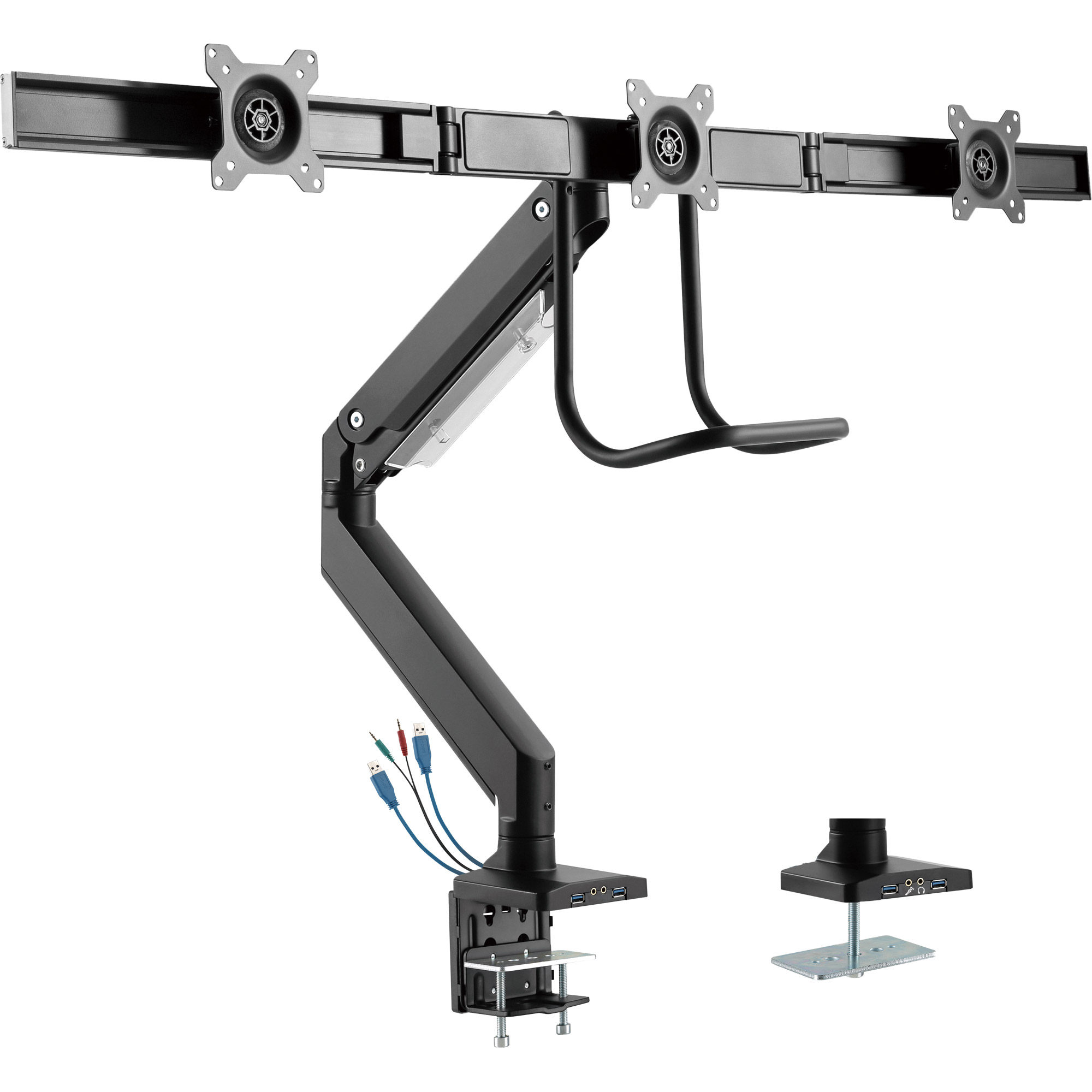 InLine® Tischhalterung mit Lifter und USB 3.0, beweglich, für 3 Monitore bis 69cm (27 Zoll), max. 3x6kg