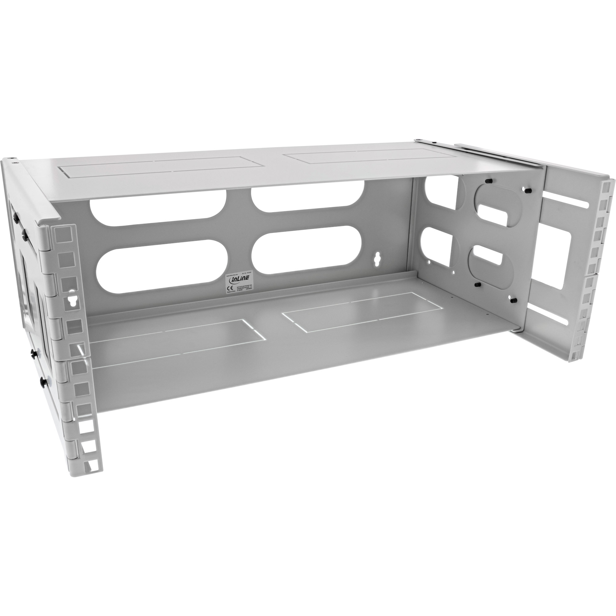 InLine® 19 Zoll Rack zur Wandmontage, 4HE, 24-40cm Tiefe, mit Abdeckung, grau