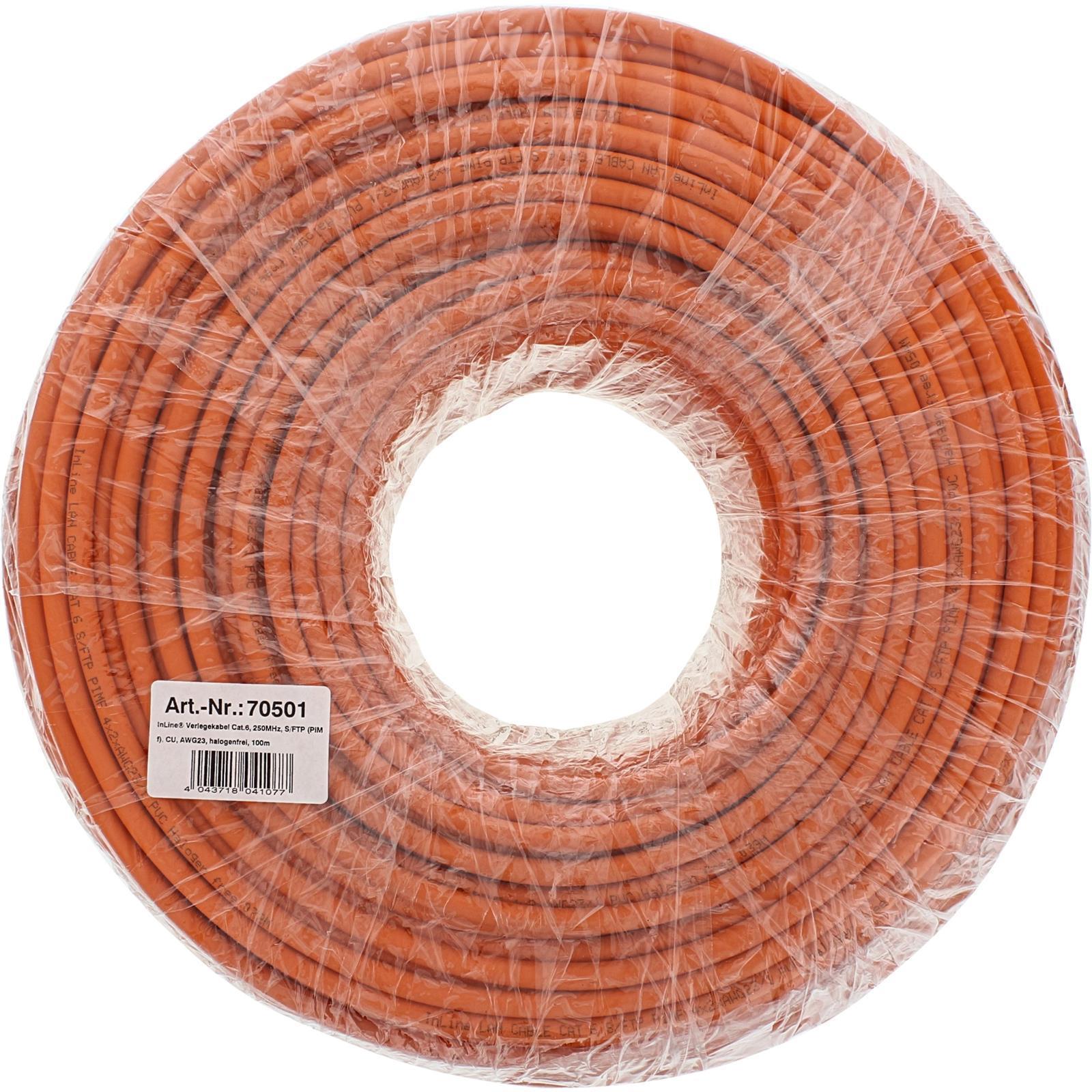 InLine® Verlegekabel Cat.6, 250MHz, S/FTP (PiMf), CU, AWG23, halogenfrei, 50m
