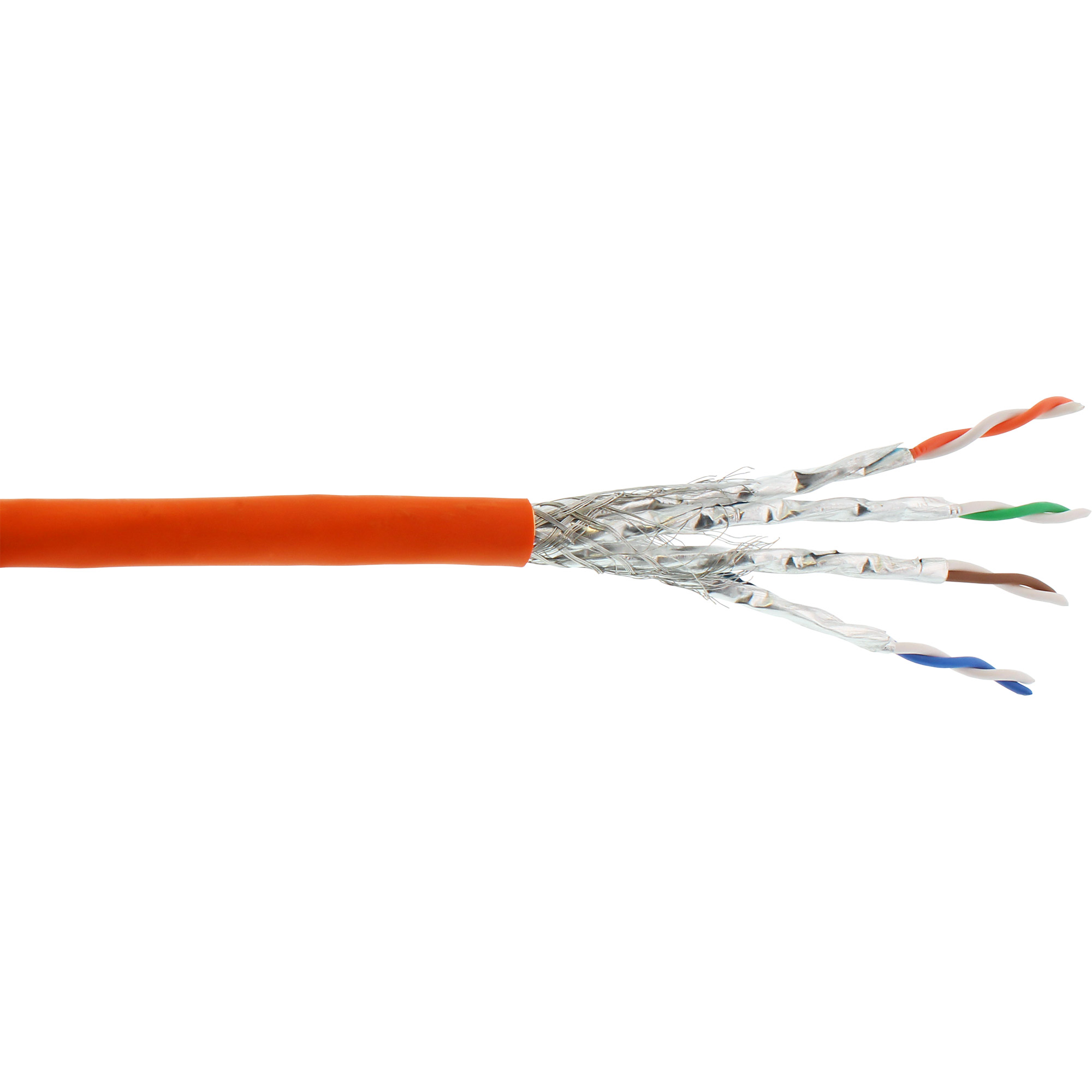 InLine® Verlegekabel Cat.7a, S/FTP (PiMF) 4x2x0,58 AWG23, 1200MHz, B2ca halogenfrei, orange, 50m