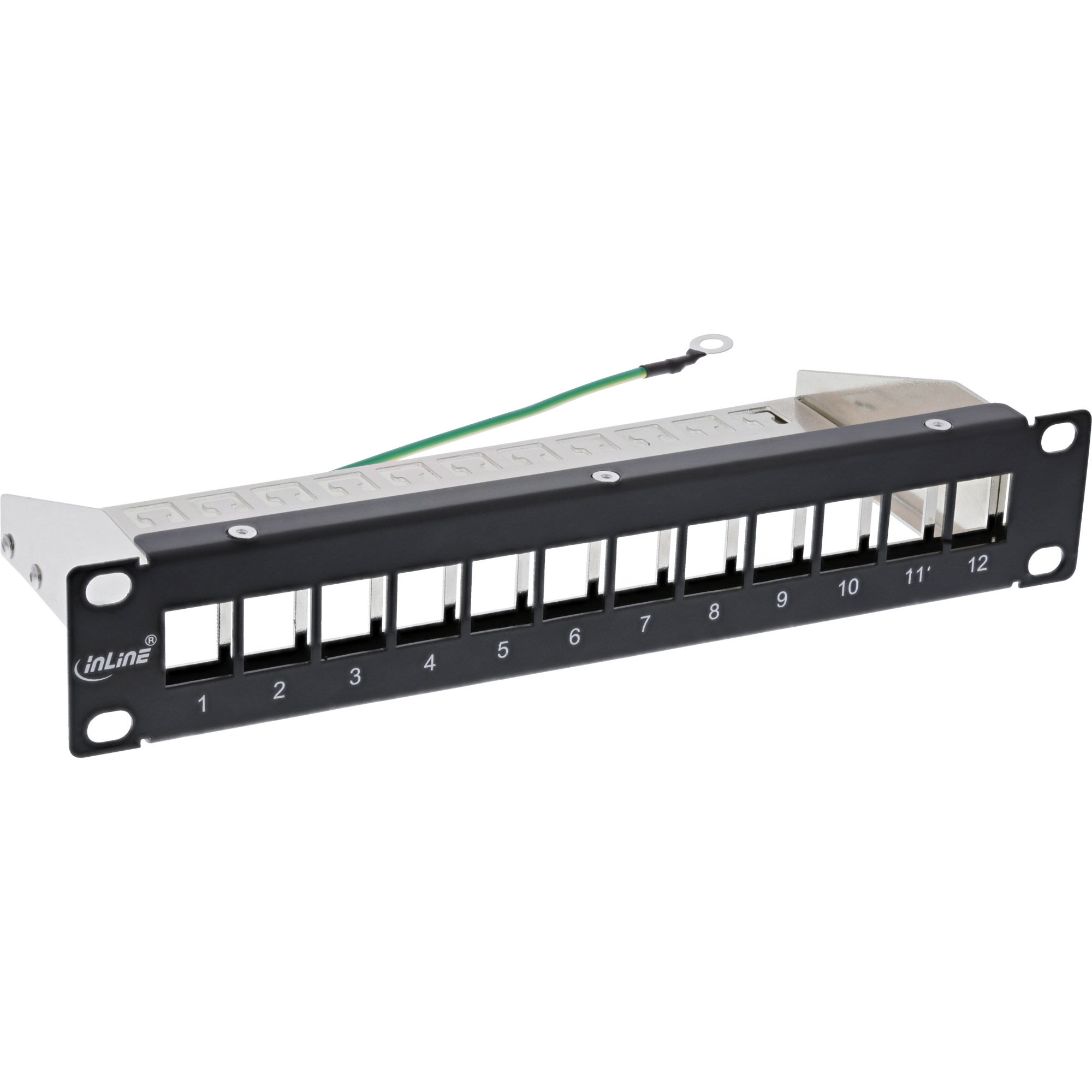 InLine® 10 Zoll Patchpanel Leerblech 12-fach, für Keystone Module, 1HE, RAL 9005 schwarz
