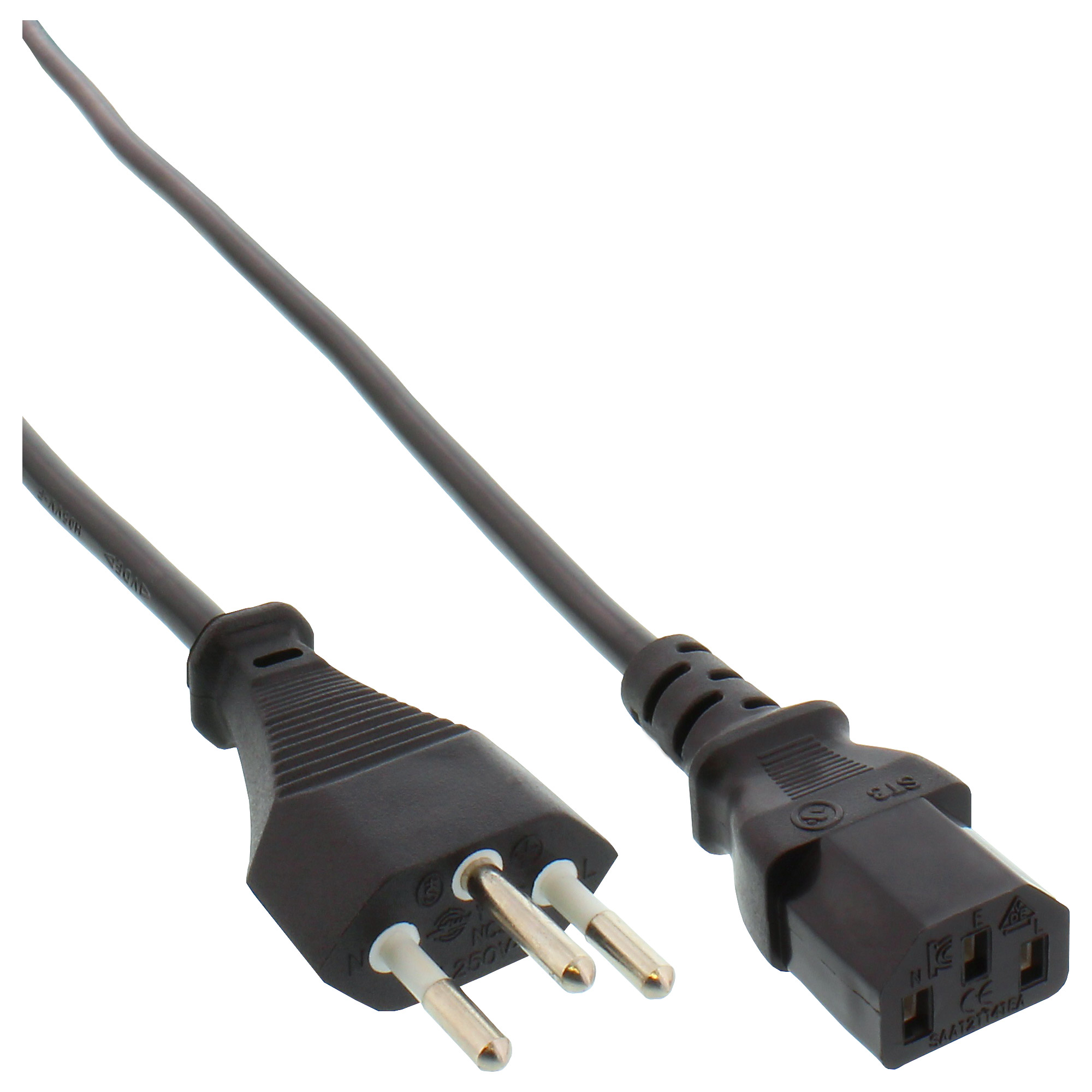 40er Bulk-Pack InLine® Netzkabel, Netzstecker Schweiz auf Kaltgerätestecker C13, 1,8m