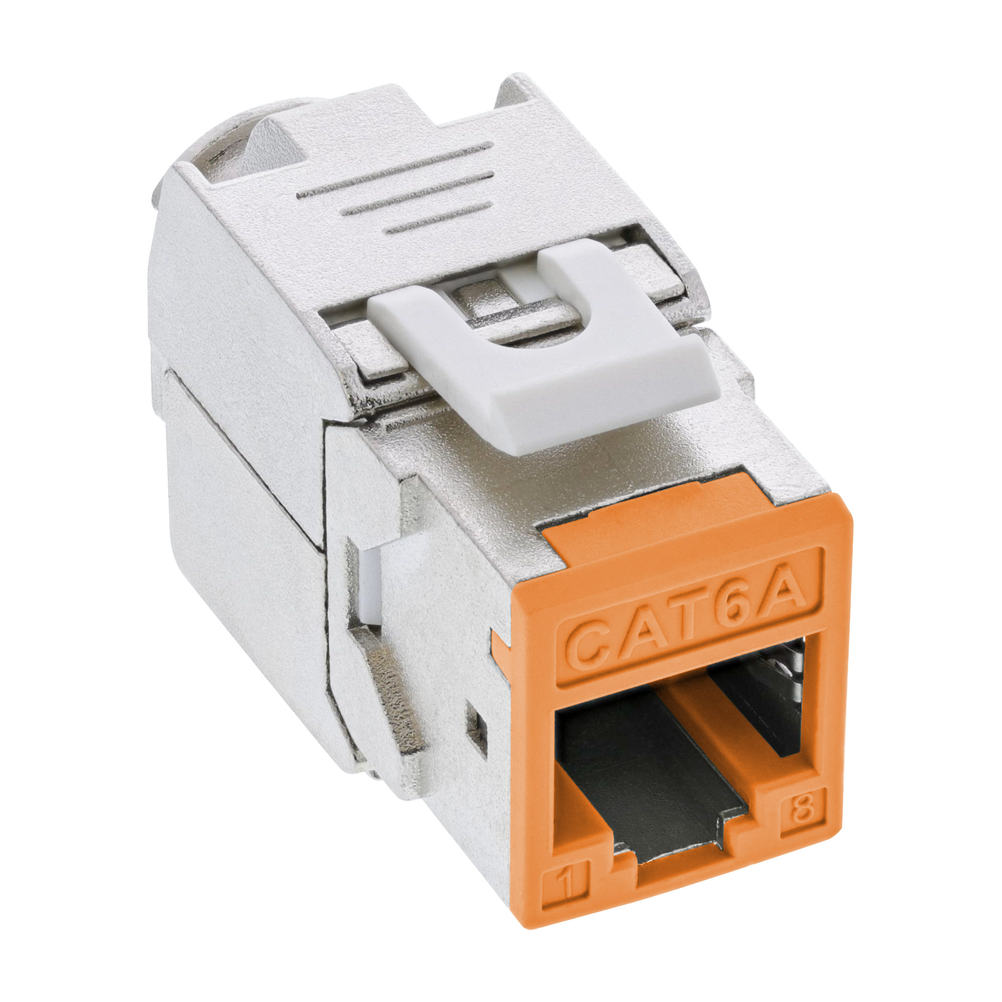 8er Pack InLine® Keystone RJ45 Buchse, geschirmt, Cat.6A, orange