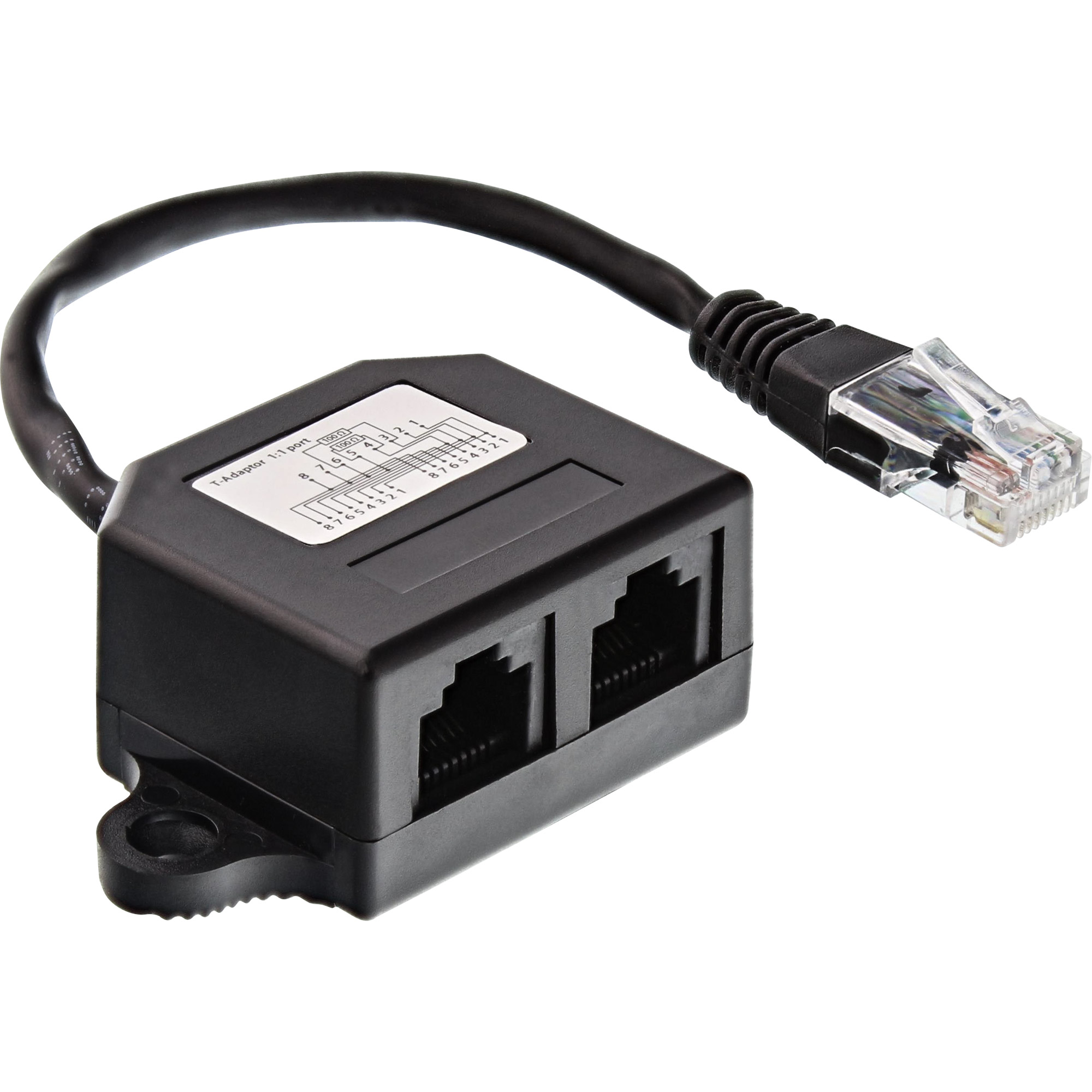 InLine® ISDN Verteiler, 2x RJ45 Buchse, 15cm Kabel, mit Endwiderständen, montierbar