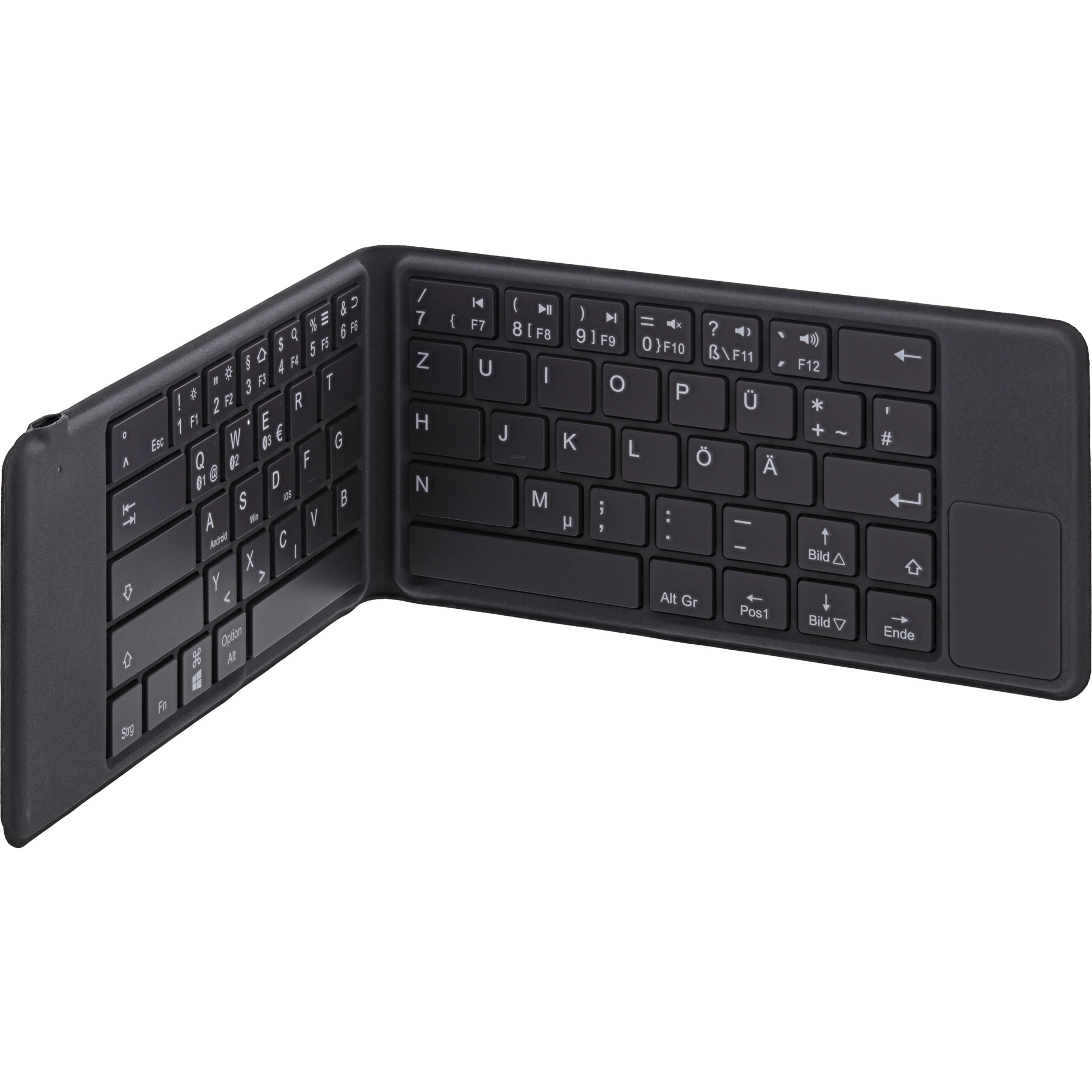 InLine® faltbare Bluetooth Tastatur  ZollBT-Pocket Zoll, grau, für bis zu 3 Bluetooth-Geräte