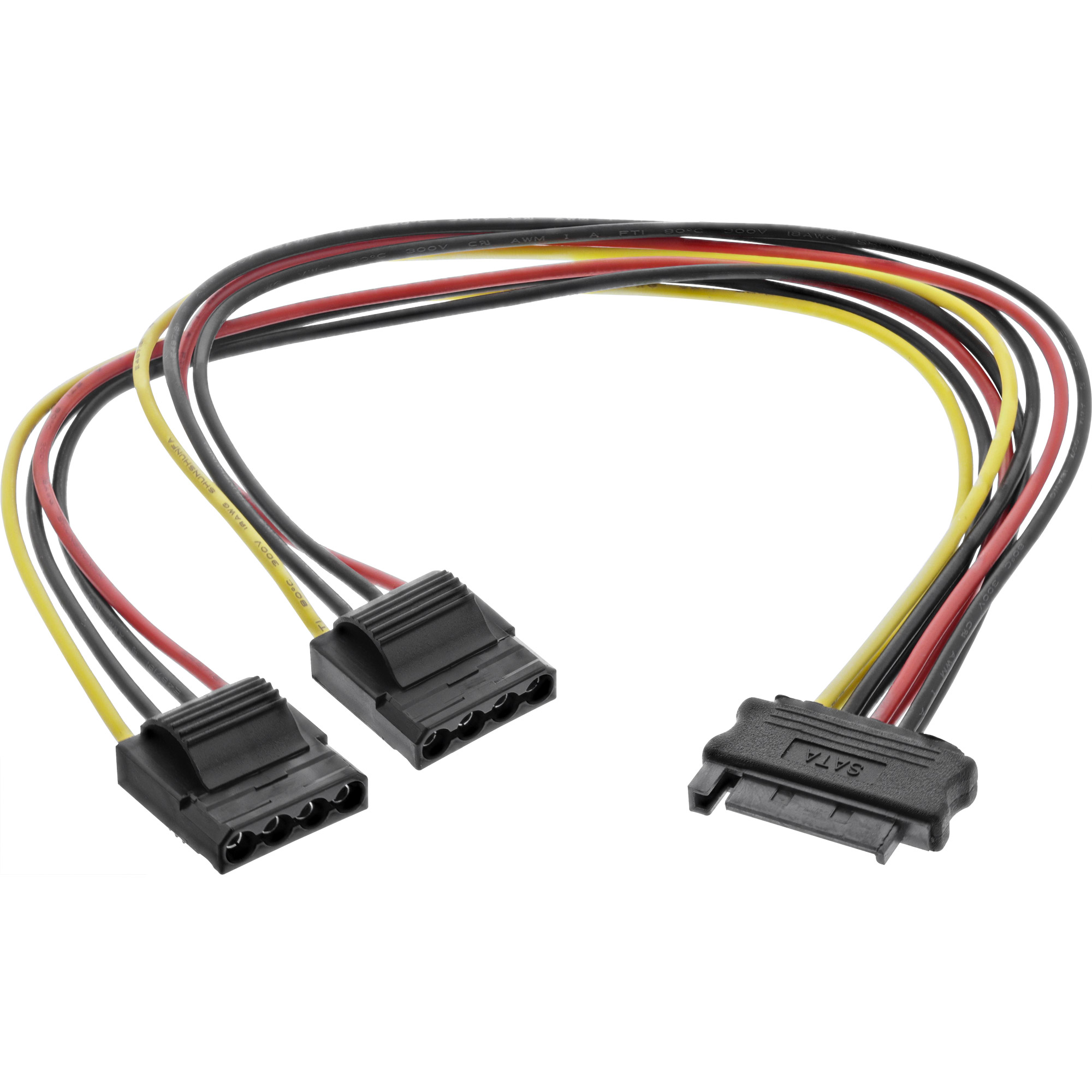 InLine® SATA Strom-Y-Kabel, SATA Buchse an 2x 13,34cm (5,25 Zoll) Stecker, 0,3m