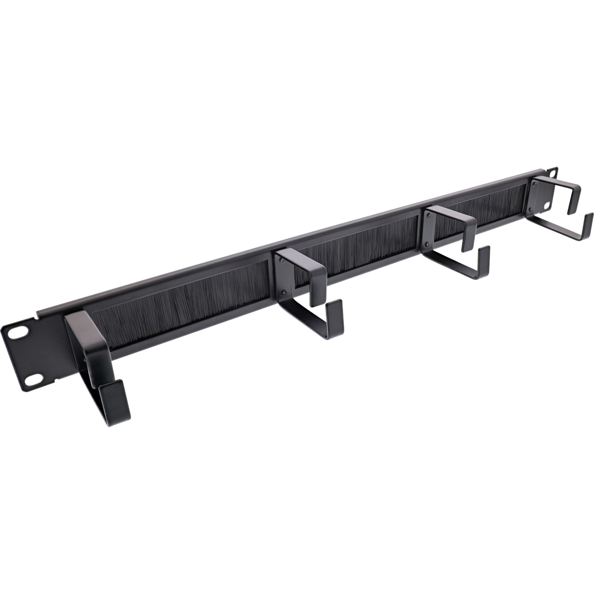 InLine® 19 Zoll Kabel Durchführungsplatte mit Bürste, 1HE, RAL 9005 schwarz