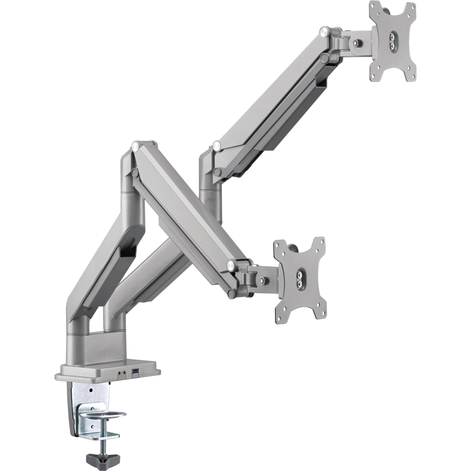 InLine® Tischhalterung mit Lifter und USB/Audio, beweglich, für zwei Monitore bis 81cm (32 Zoll), max. 9kg