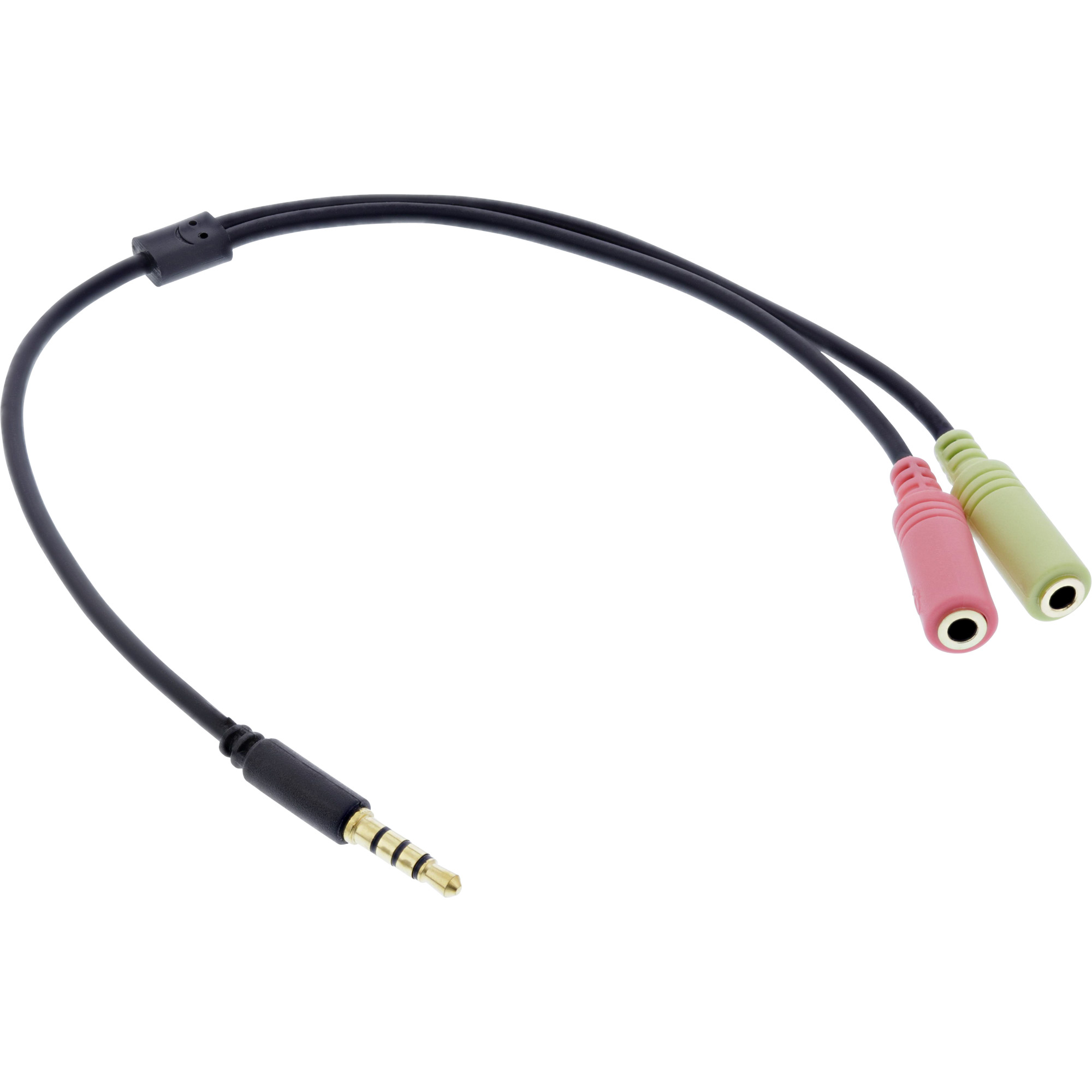 InLine® Audio Headset Adapterkabel, 3,5mm Klinke Stecker 4pol. an 2x 3,5mm Klinke Buchse, 2m