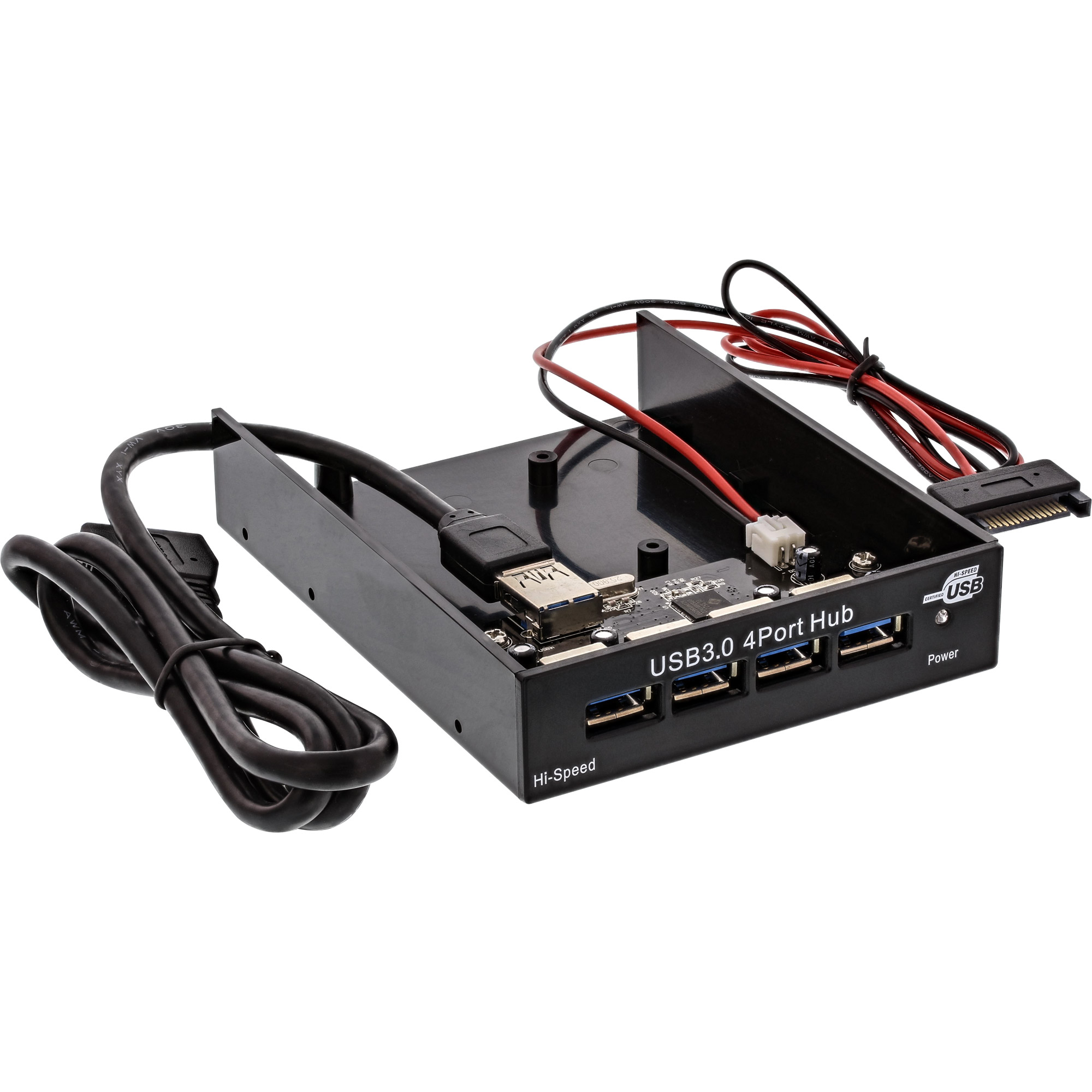 InLine® USB 3.0 Hub, 4-fach für den 8,89cm (3,5 Zoll) Schacht, schwarz