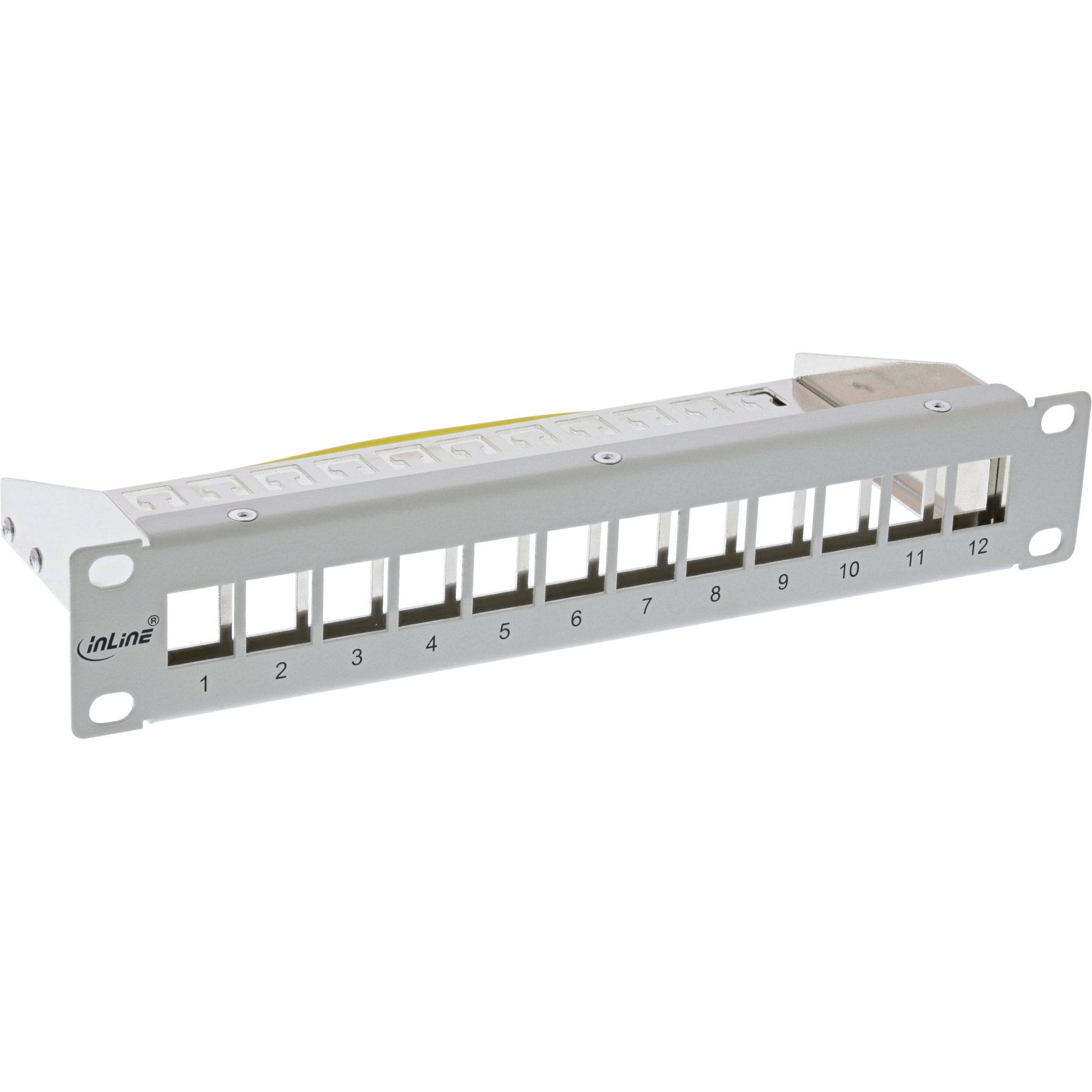 InLine® 10 Zoll Patchpanel Leerblech 12-fach, für Keystone Module, 1HE, RAL 7035 grau