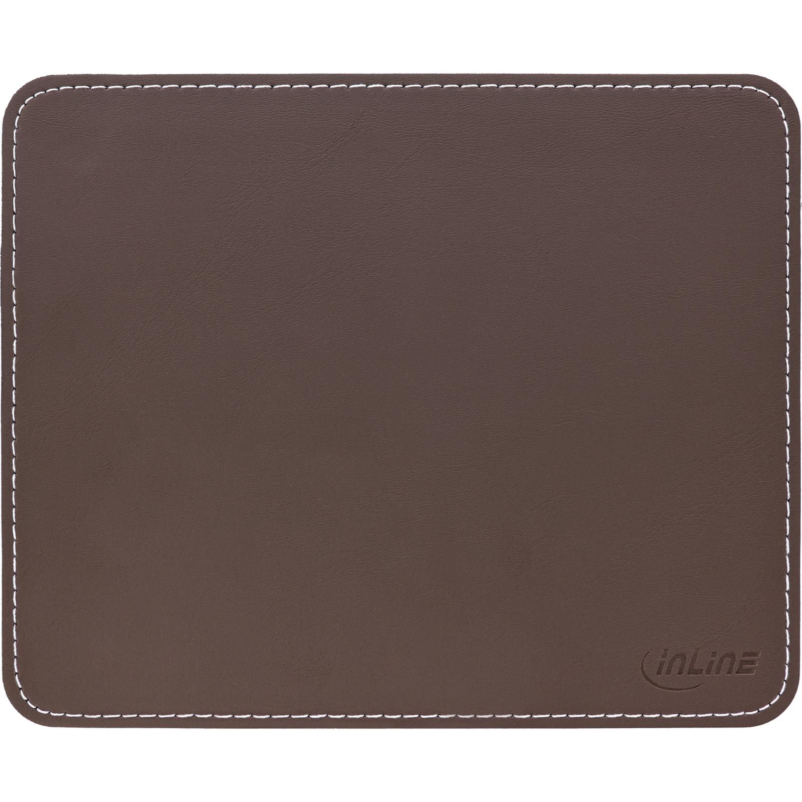 InLine® Maus-Pad Premium Kunstleder braun, 255x220x3mm