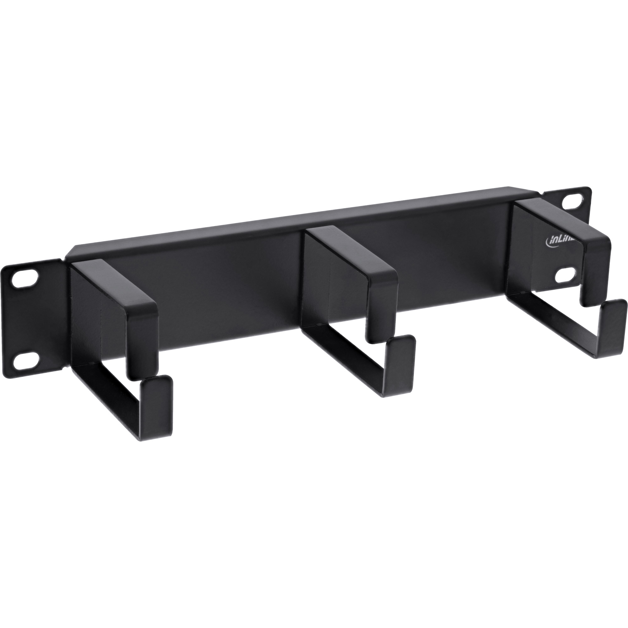 InLine® 10 Zoll Kabelführungspanel, 3 Bügel, RAL 9005 schwarz