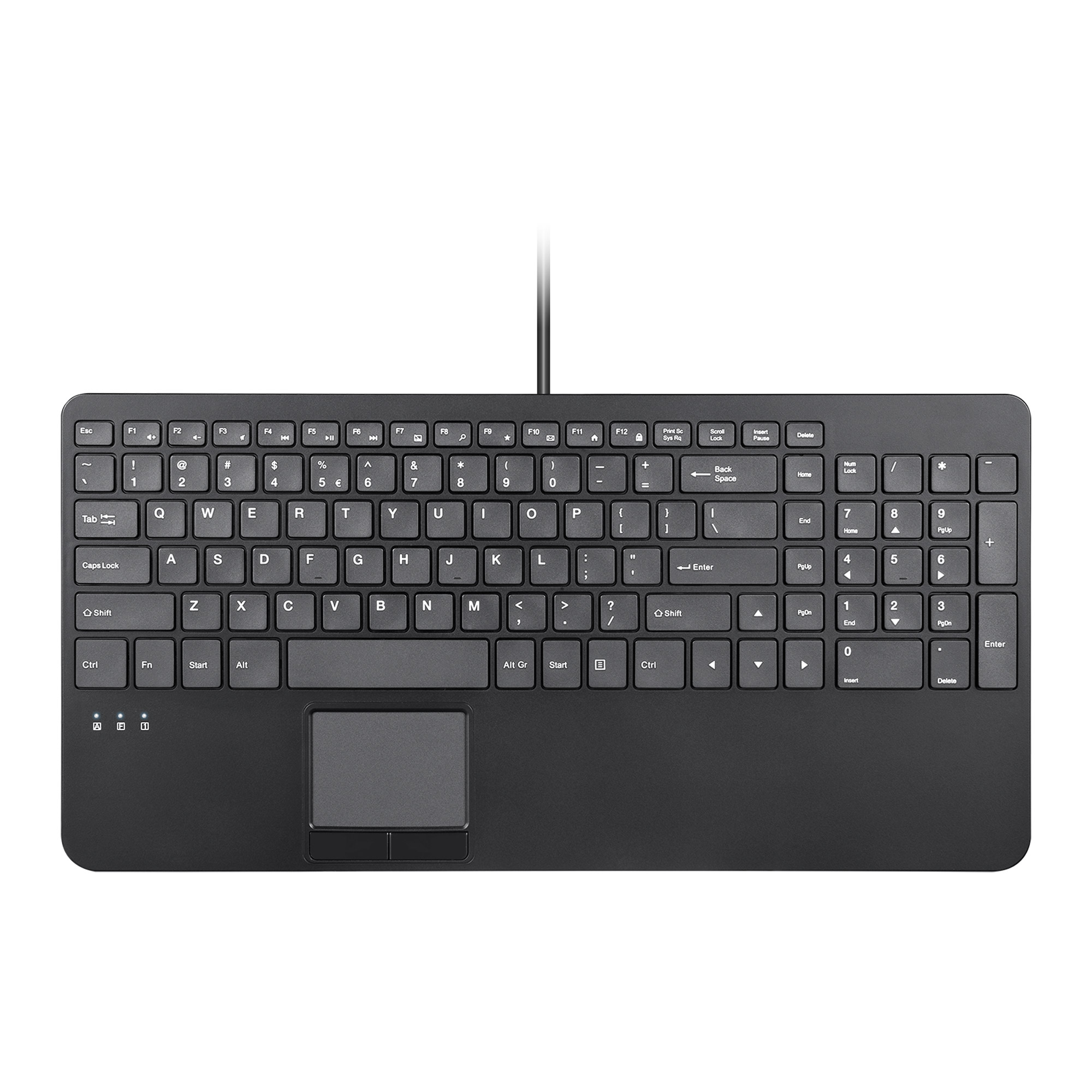 Perixx PERIBOARD-534 H DE, Kabelgebundene USB Tastatur - mit Touchpad und 2x Hubs