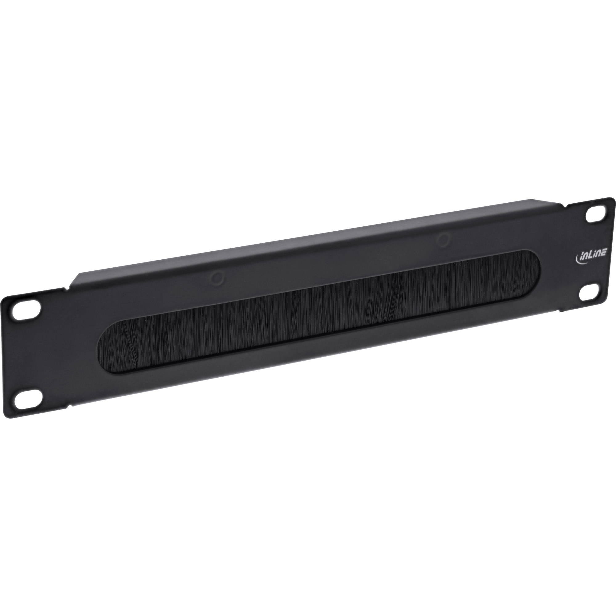 InLine® 10 Zoll Kabel Durchführungsplatte mit Bürste, 1HE, RAL 9005 schwarz