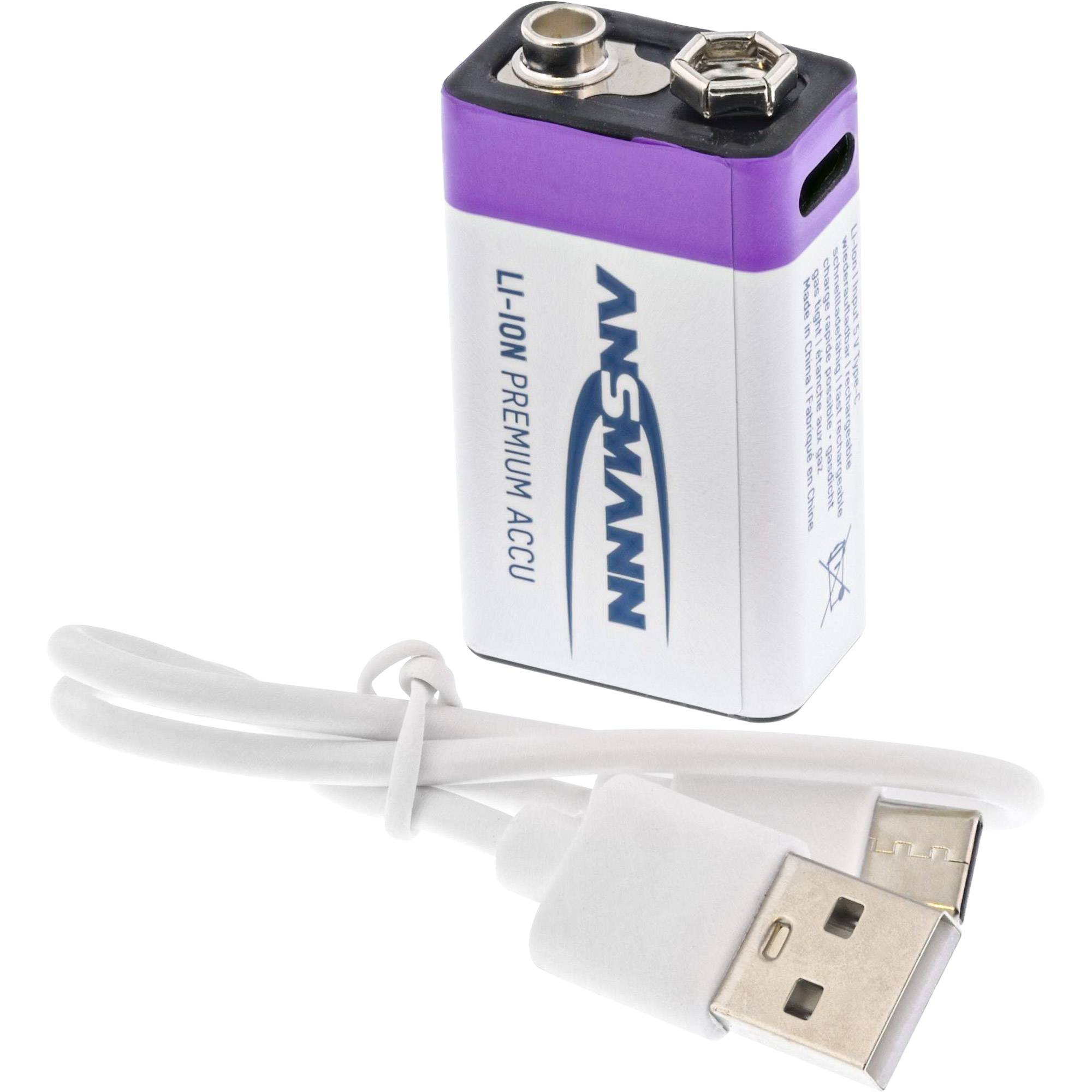 ANSMANN 1315-0005 Li-Ion Akku 9V E-Block Typ 400 (min. 340 mAh) 1er Karton