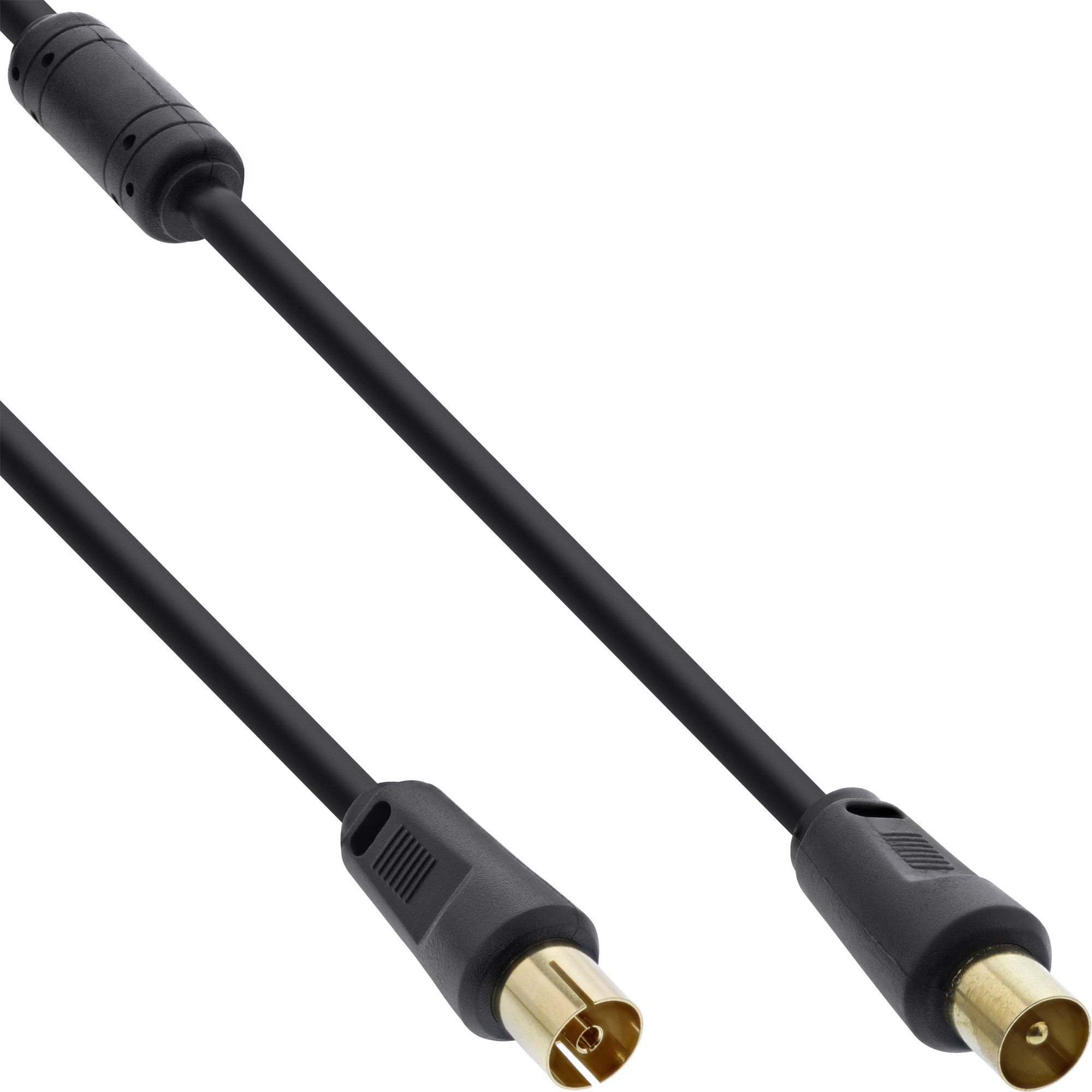 InLine® Antennenkabel, 2x geschirmt, mit Filter, >85dB, schwarz, 2m