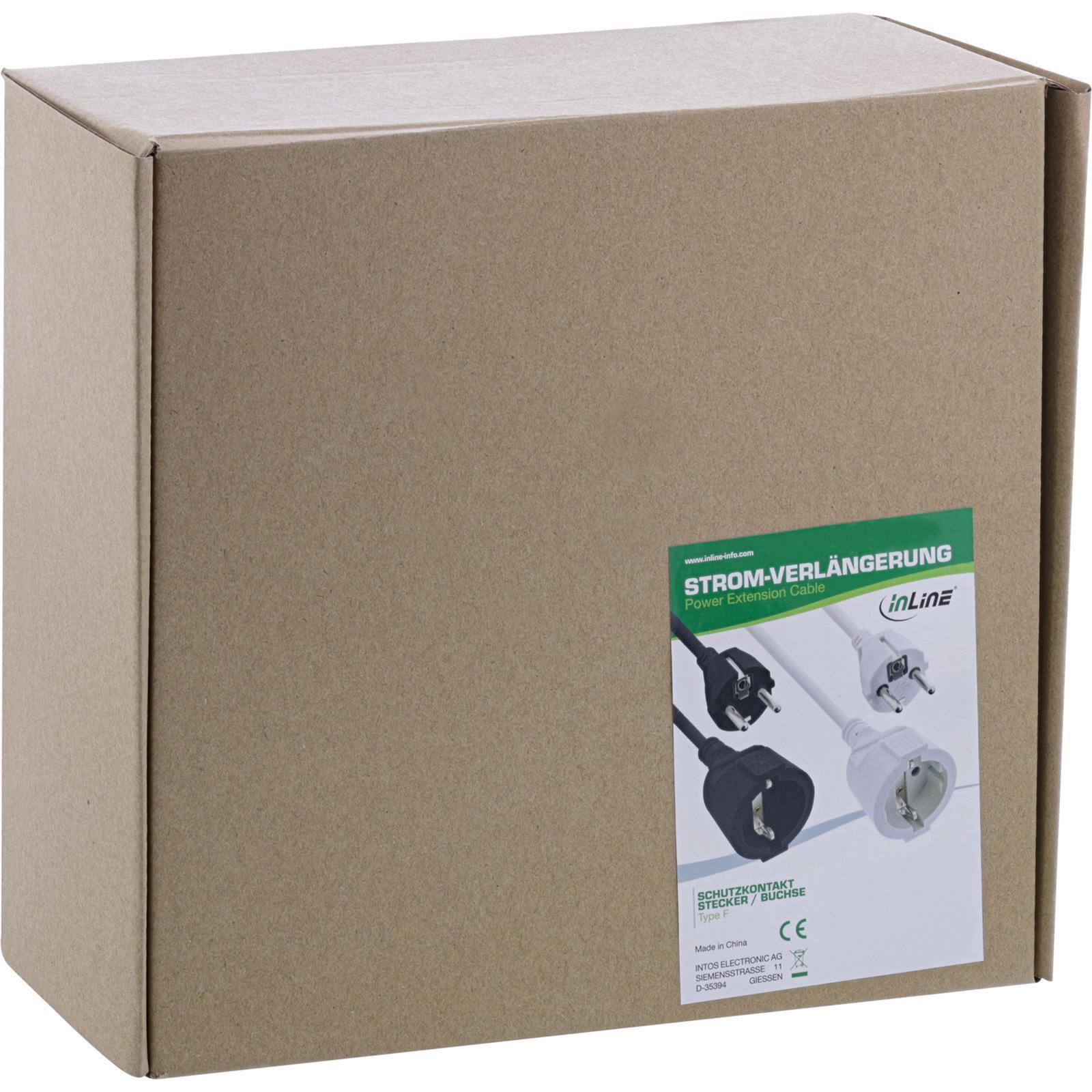 InLine® Strom-Verlängerung Schutzkontakt Stecker / Buchse, weiß, 20m