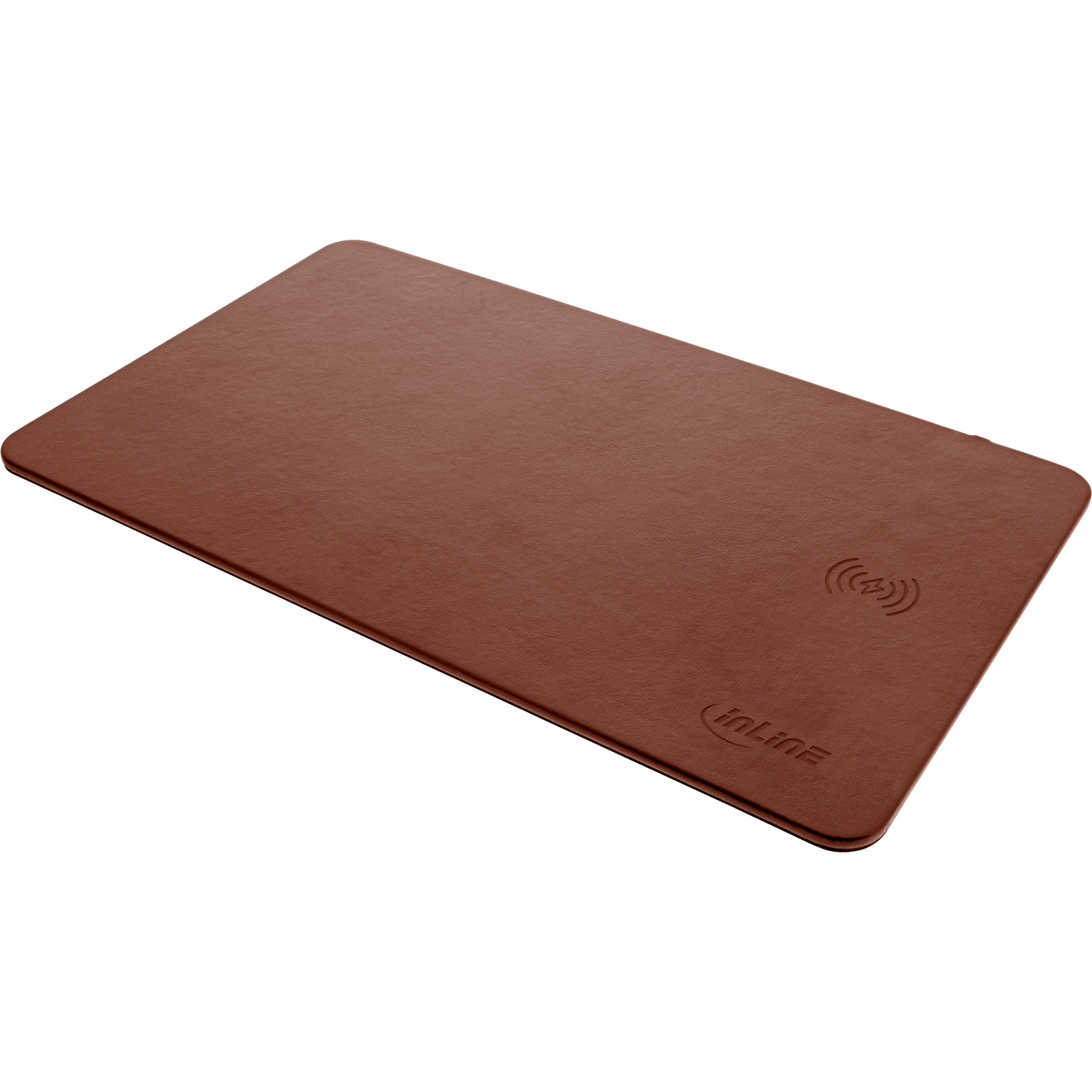 InLine® Maus-Pad, Wireless Charging (Qi), Kunstleder, 370x225x7mm, braun