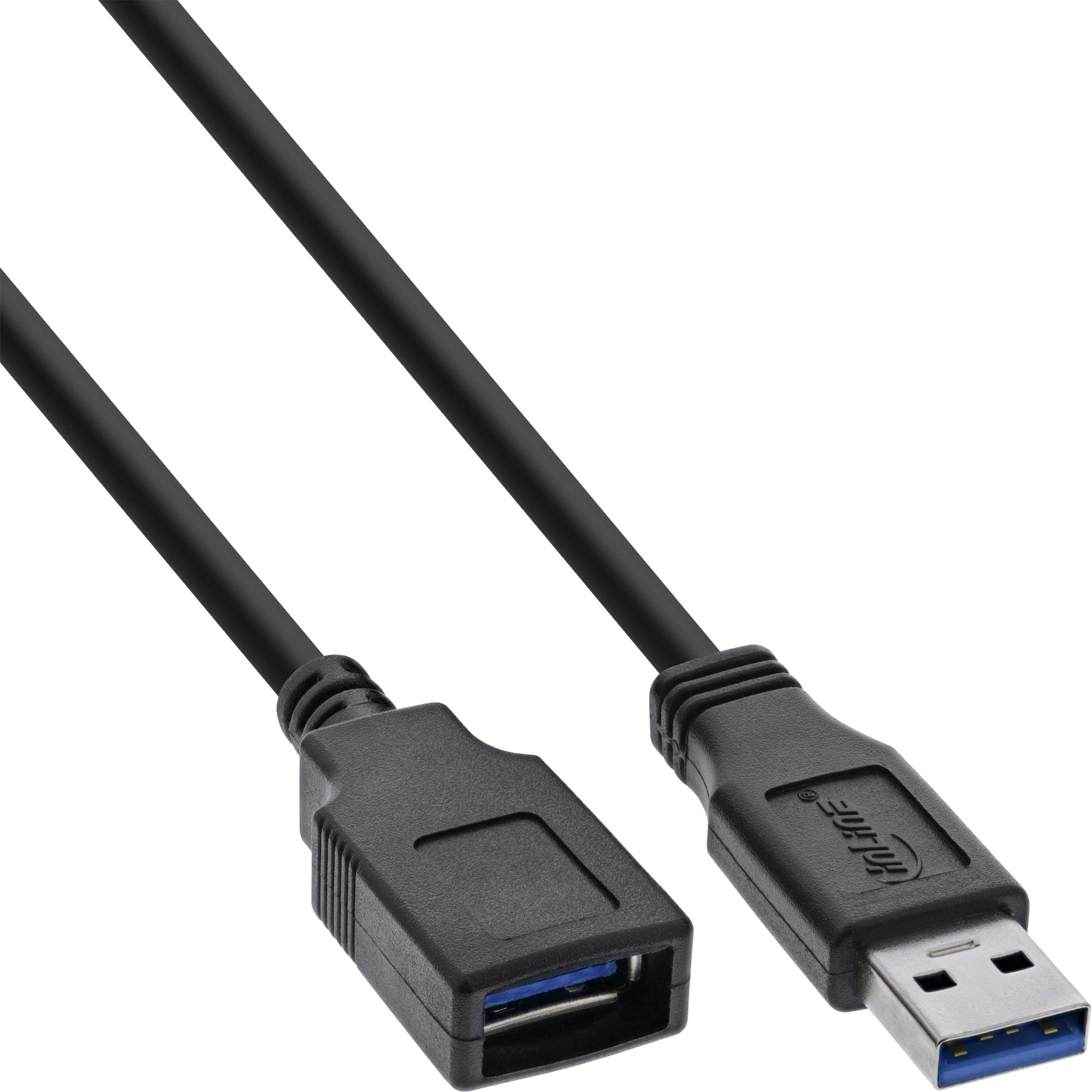 80er Bulk-Pack InLine® USB 3.2 Kabel Verlängerung, A Stecker / Buchse, schwarz 1m