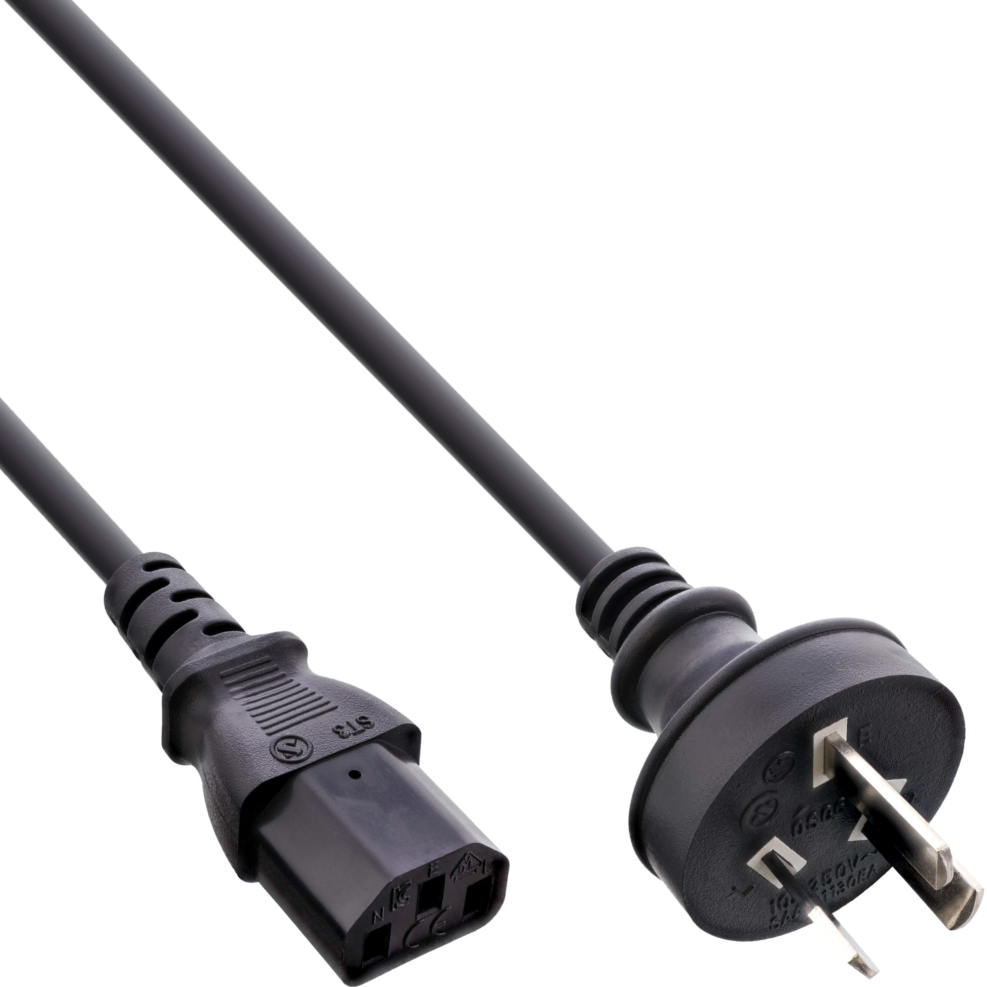 35er Bulk-Pack InLine® Netzkabel, Netzstecker Australien auf Kaltgerätestecker C13, 1,8m