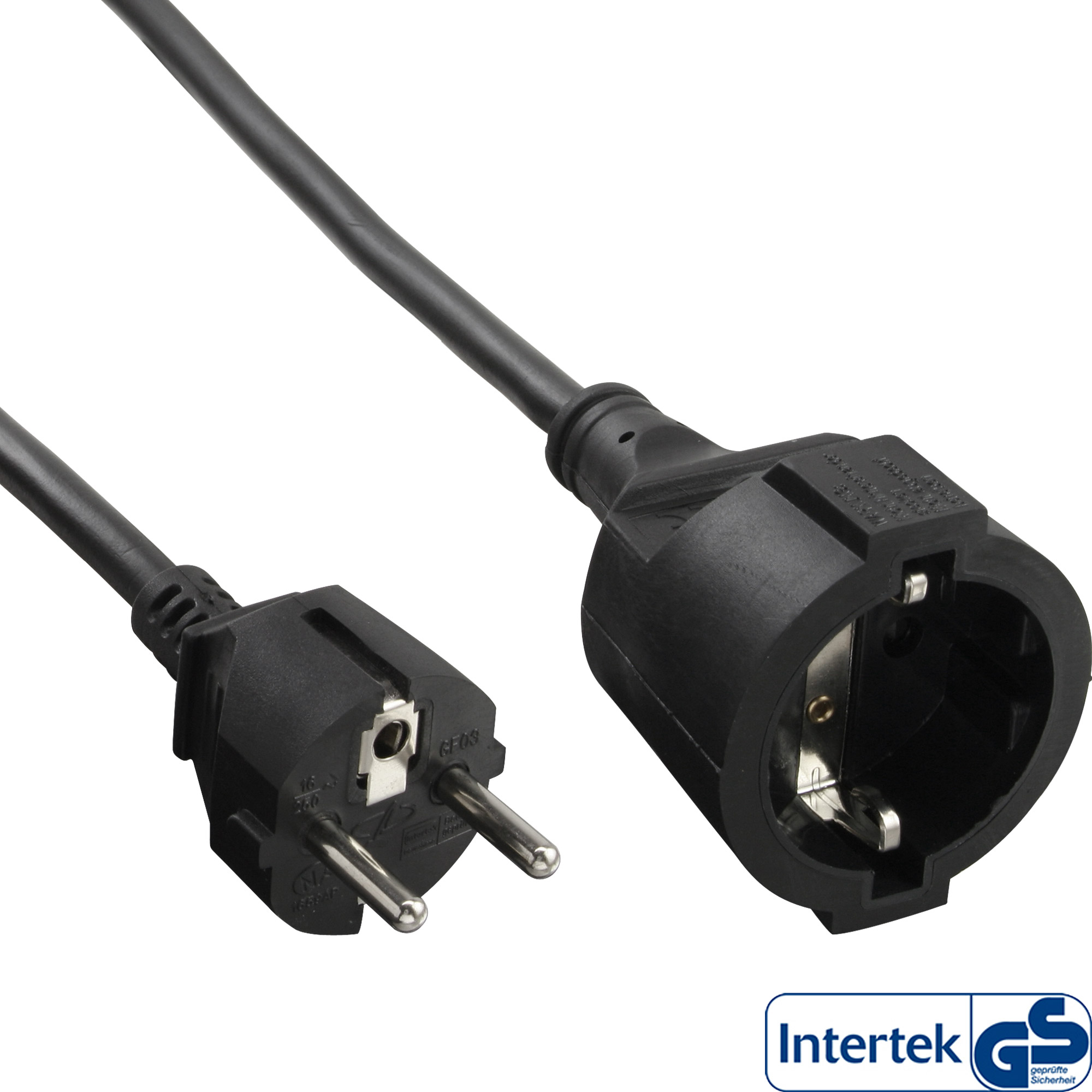 InLine® Strom-Verlängerung Schutzkontakt Stecker / Buchse, schwarz, 15m
