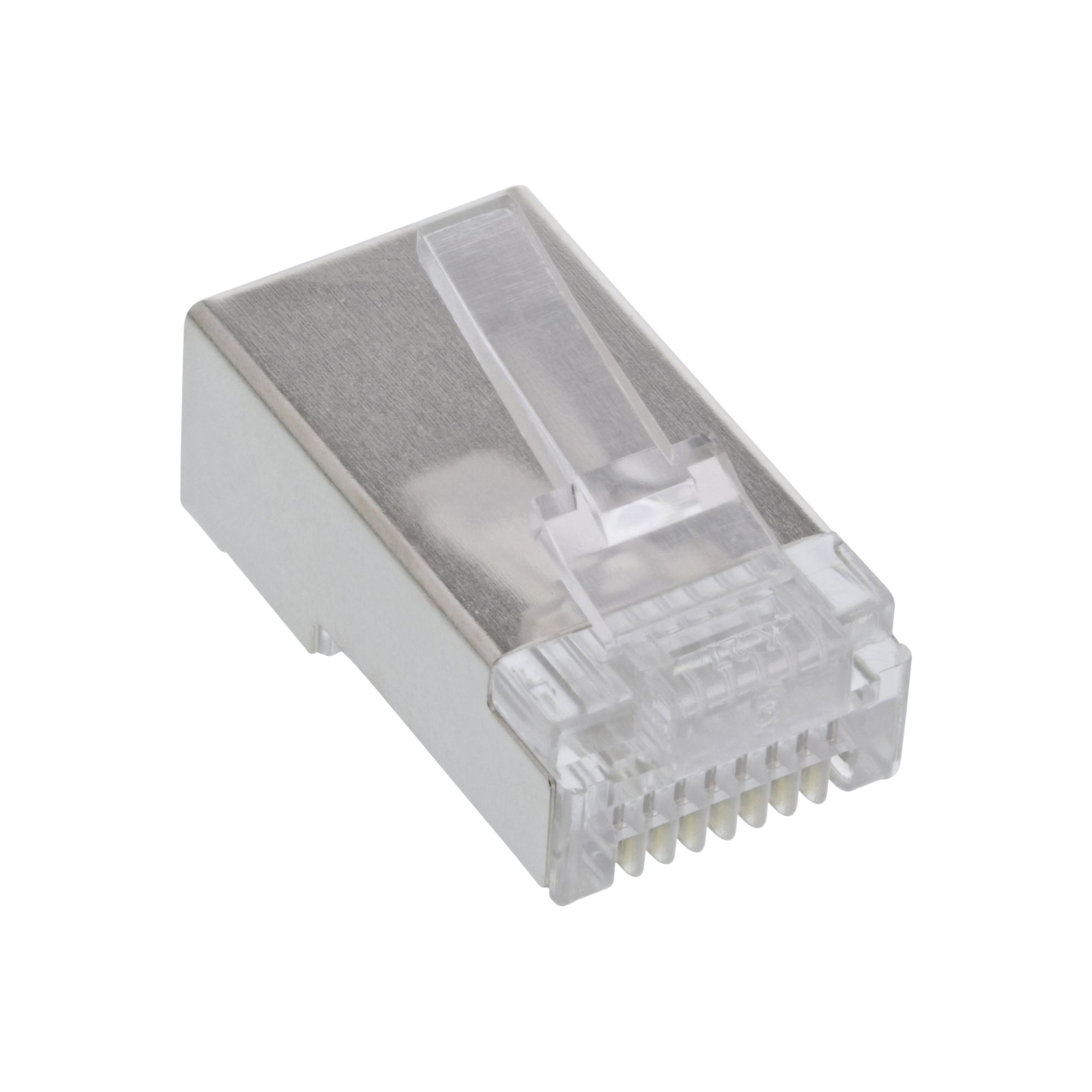100er Pack, InLine® Modularstecker 8P8C RJ45 zum Crimpen auf Rundkabel, geschirmt