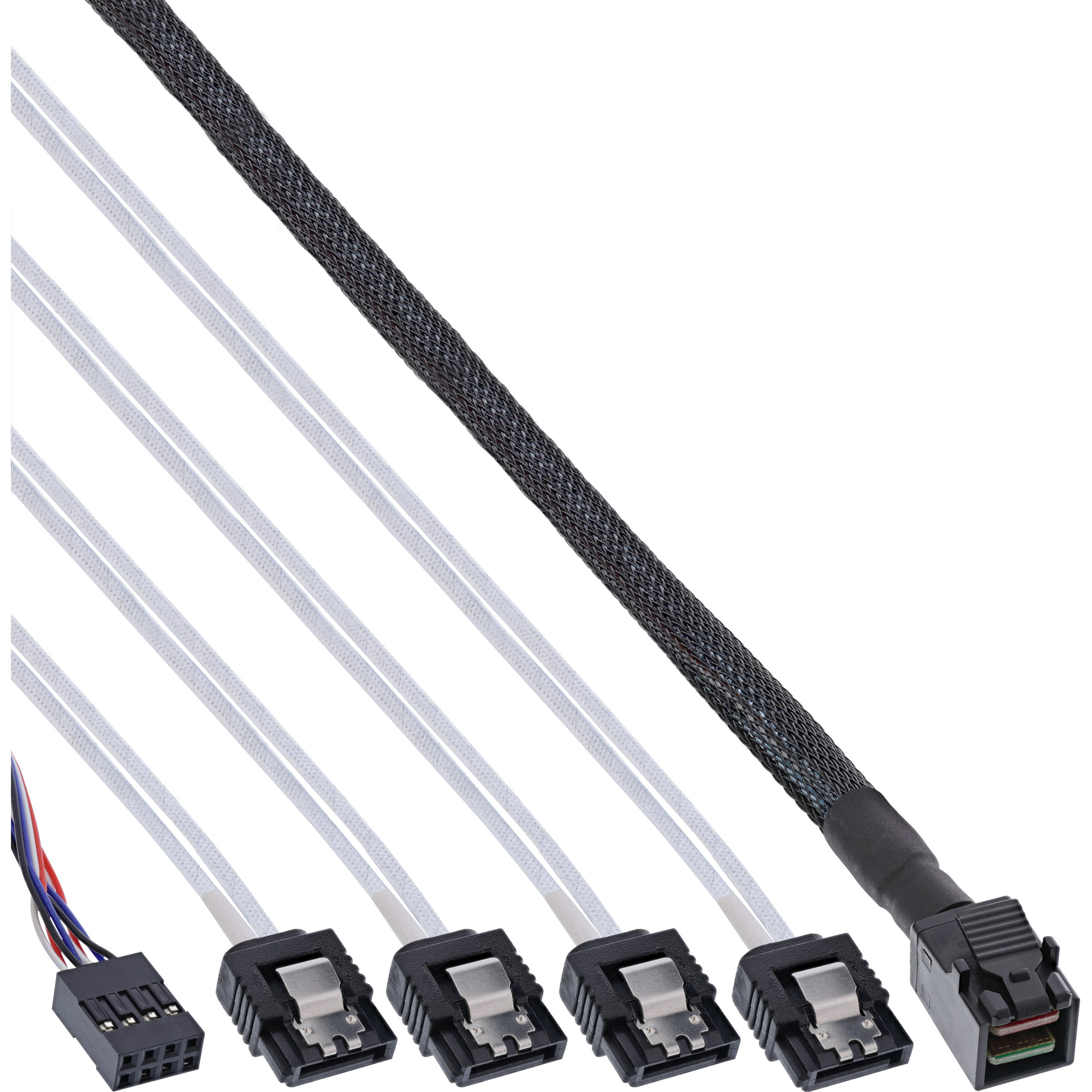 InLine® Mini SAS HD Kabel, SFF-8643 zu 4x SATA + Sideband, 1m