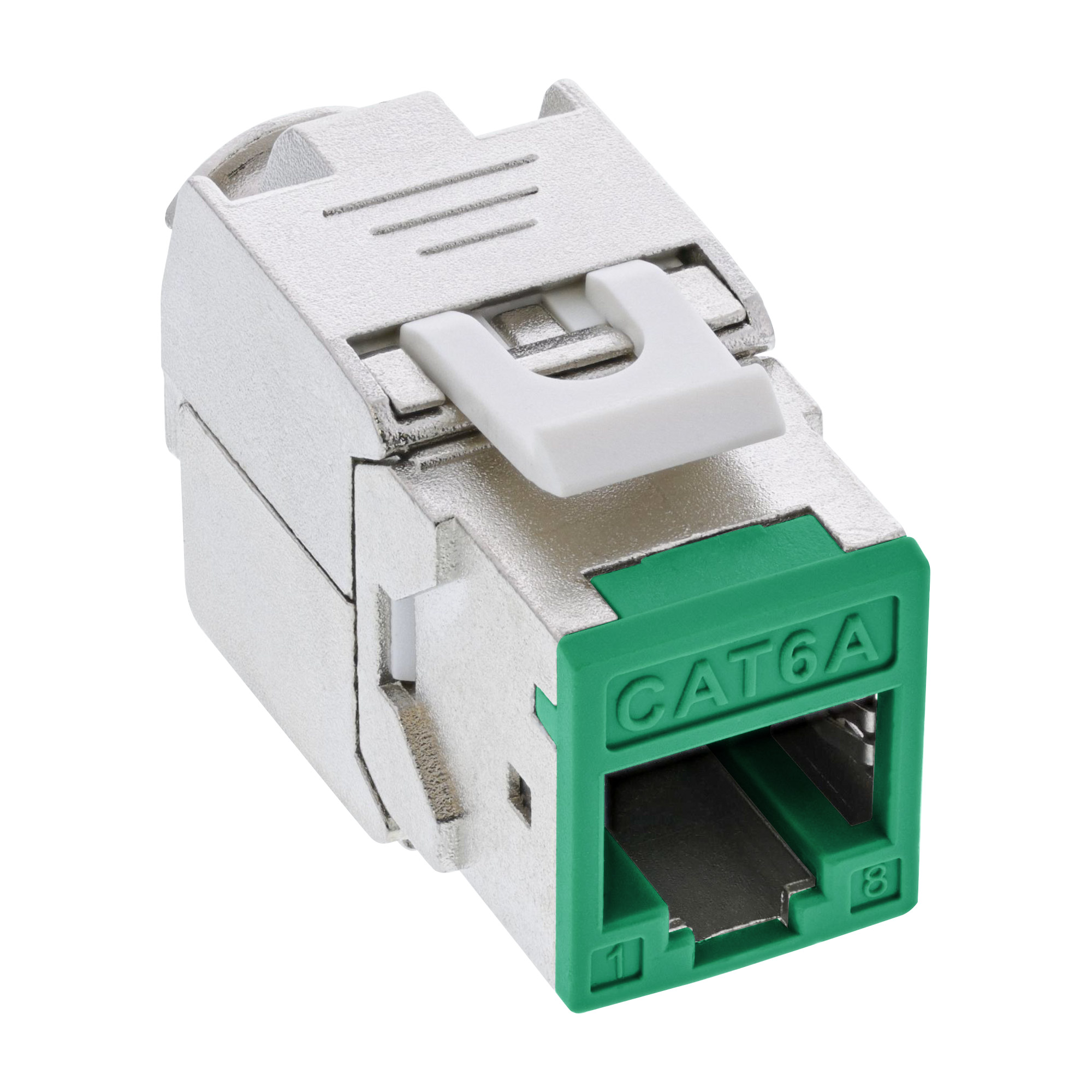 8er Pack InLine® Keystone RJ45 Buchse, geschirmt, Cat.6A, grün