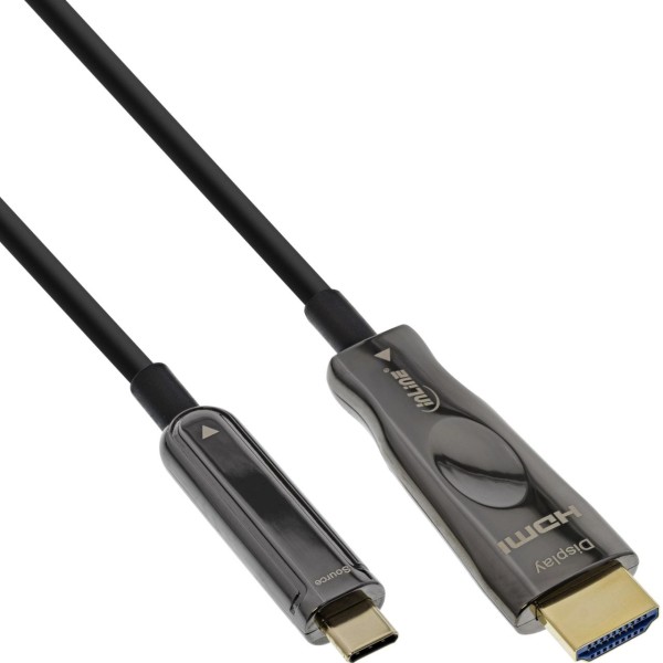 InLine® USB Display AOC Kabel, USB-C Stecker zu HDMI Stecker, 20m