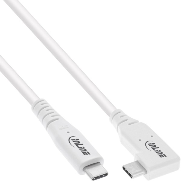 InLine® USB4 Kabel, USB-C, einseitig gewinkelt, PD 240W, 8K60Hz, TPE weiß, 1,5m