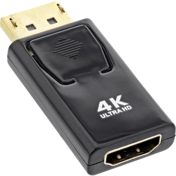 InLine® DisplayPort Adapter, DisplayPort Stecker auf HDMI Buchse, 4K/60Hz, mit Audio, schwarz