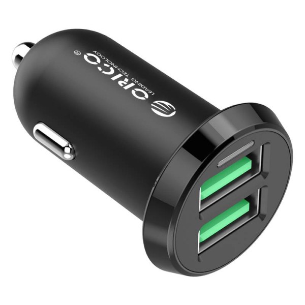 17W Dual USB Car Charger Quick Charge 2.0 - Schwarz - 12 - 24V