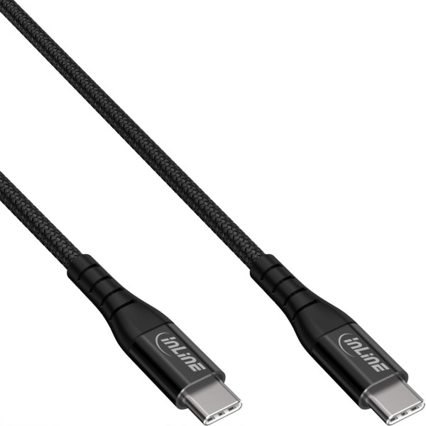InLine® USB 2.0 Kabel, USB-C Stecker/Stecker Schnellladekabel 100W, textil schwarz, 2m