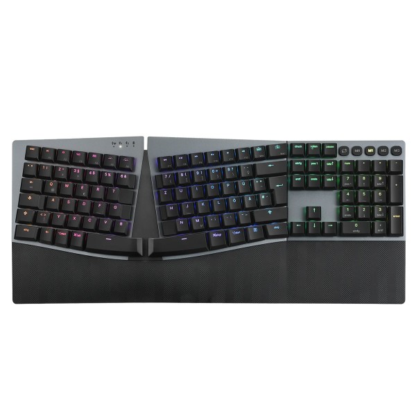 Perixx PERIBOARD-835 BR DE, kabellose RGB-beleuchtete ergonomische mechanische Tastatur - flache bra