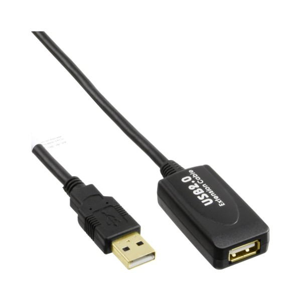 InLine® USB 2.0 Aktiv-Verlängerung, mit Signalverstärkung "Repeater", Stecker A an Buchse A, 10m