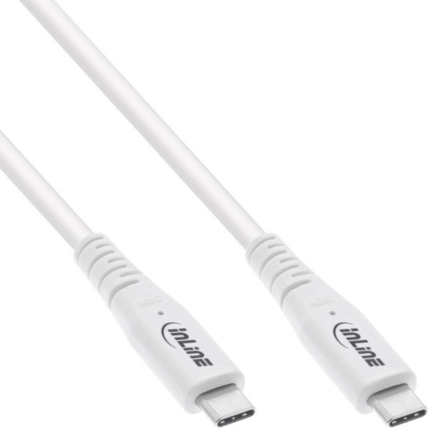 InLine® USB4 Kabel, USB-C Stecker/Stecker, PD 240W, 8K60Hz, TPE weiß, 1,5m