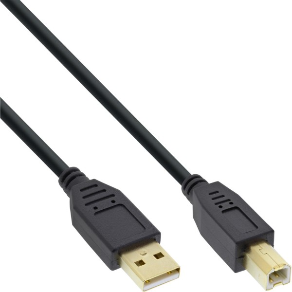 70er Bulk-Pack InLine® USB 2.0 Kabel, A an B, schwarz, Kontakte gold, 2m