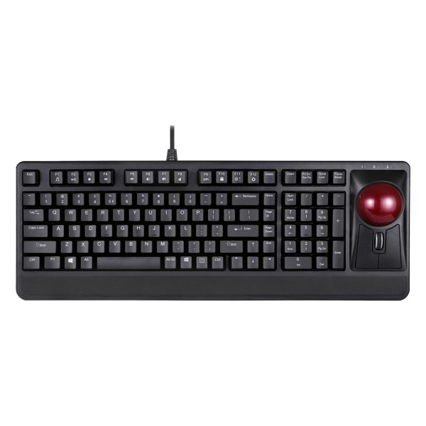 Perixx PERIBOARD-522, kabelgebundene Tastatur mit Trackball, US Layout, schwarz