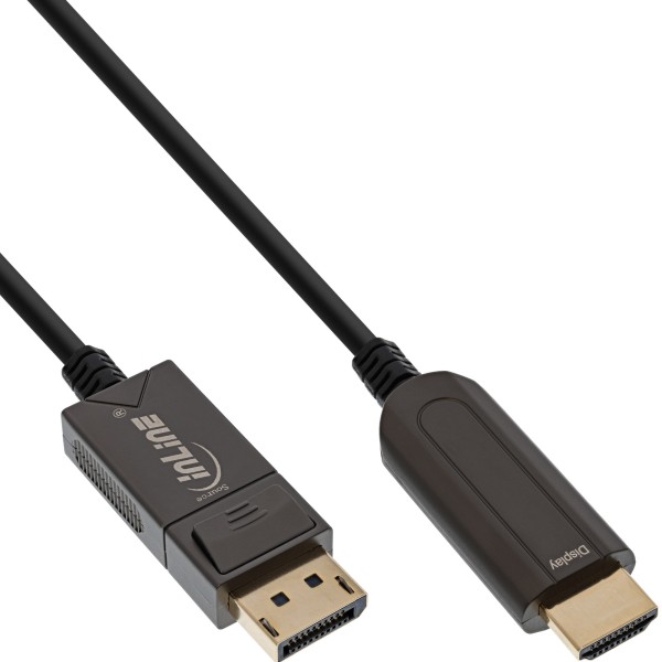 InLine® DisplayPort zu HDMI AOC Konverter Kabel, 4K/60Hz, schwarz, 20m